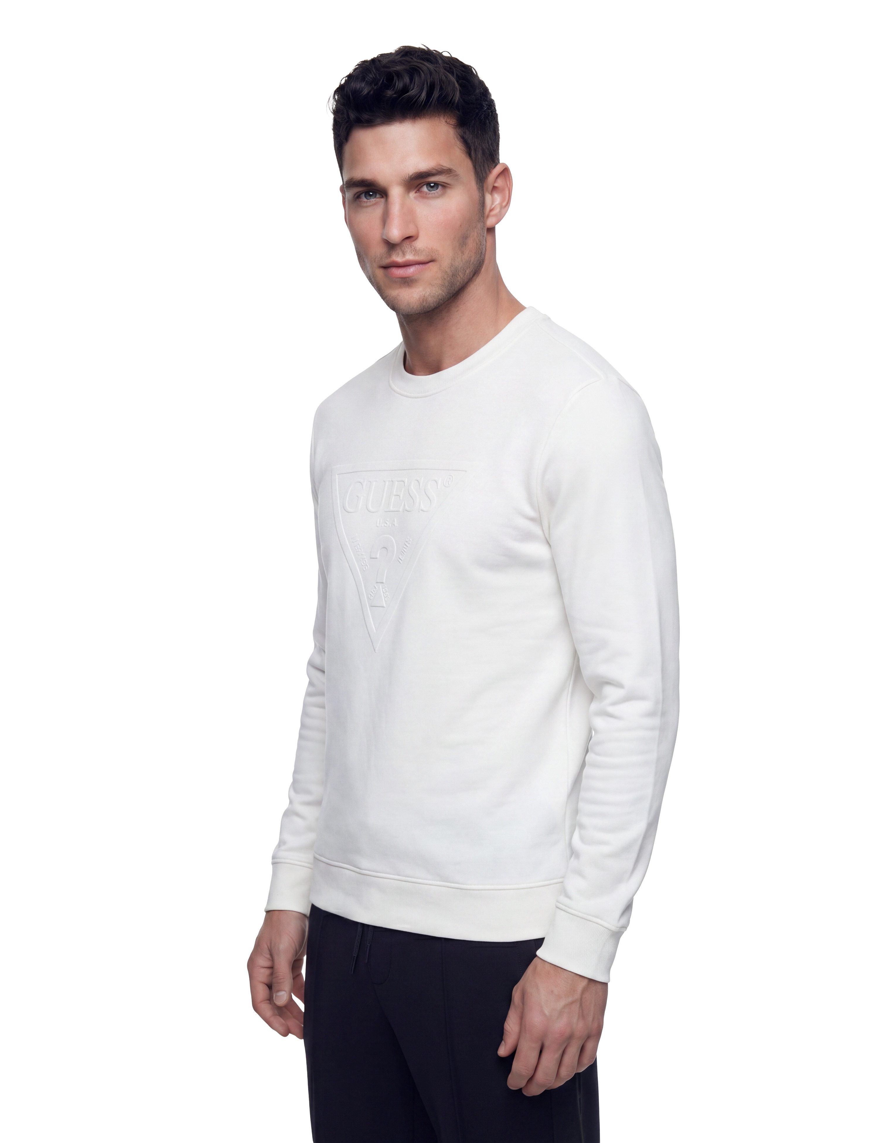 Guess Sweatshirt AUDLEY Rundhalsausschnitt, Regular Fit, Logodruck