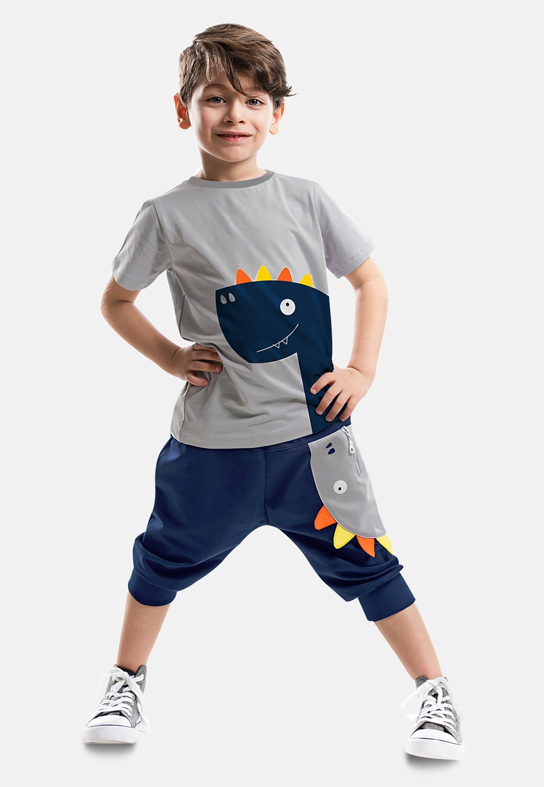 Denokids Hausanzug Dino Lui (2 tlg) mit Dinosaurier-Print