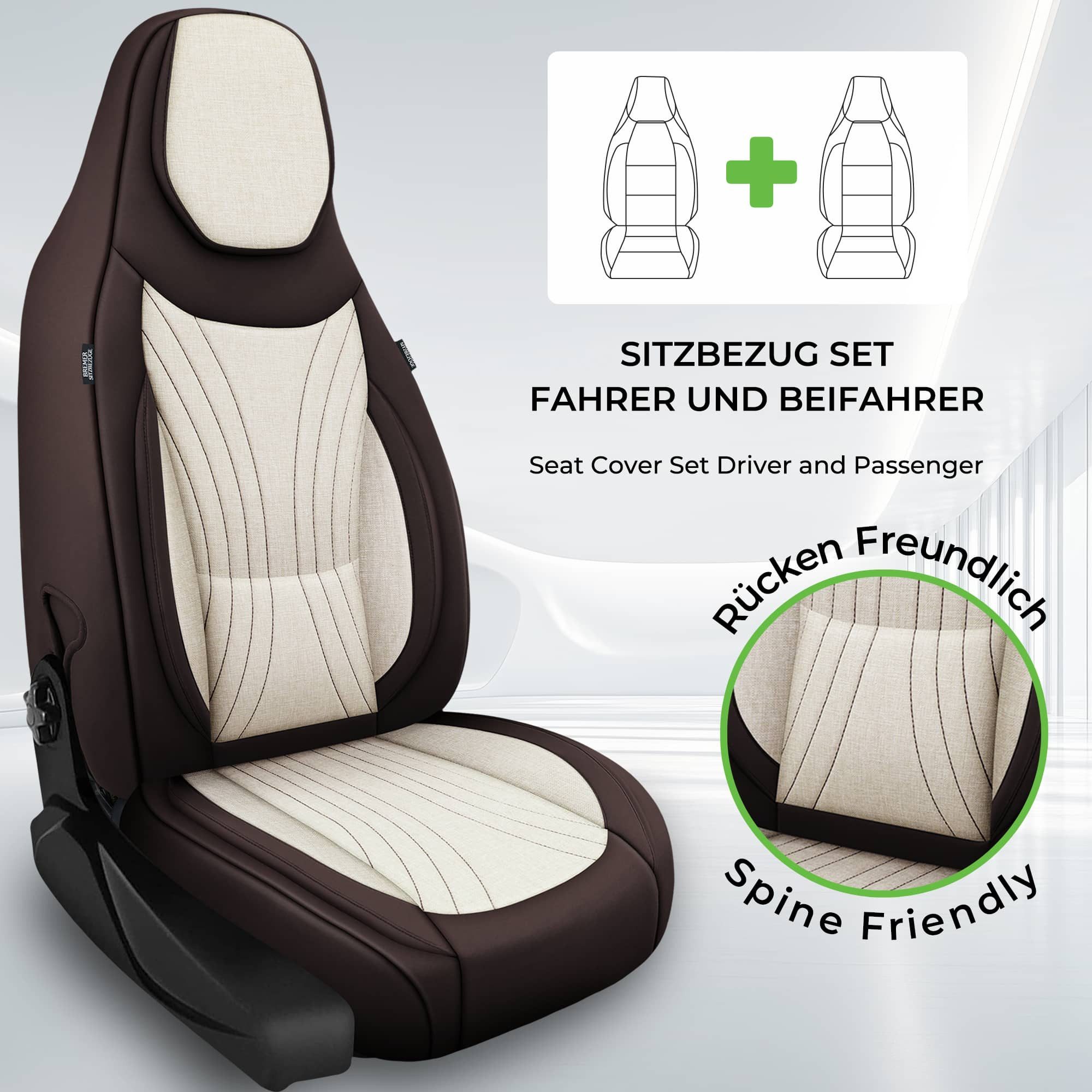 BREMER SITZBEZÜGE Autositzbezug für Opel Zafira C Bj 2011-19 (C10), Set, Schonbezüge Sitzbezüge Fahrer und Beifahrer, in Braun/Beige