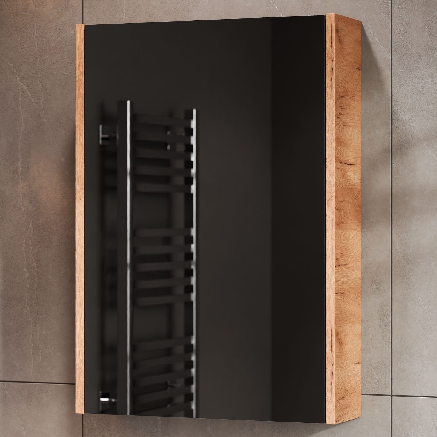 Planetmöbel Badezimmerspiegelschrank Spiegelschrank 50cm Gold Eiche günstig online kaufen