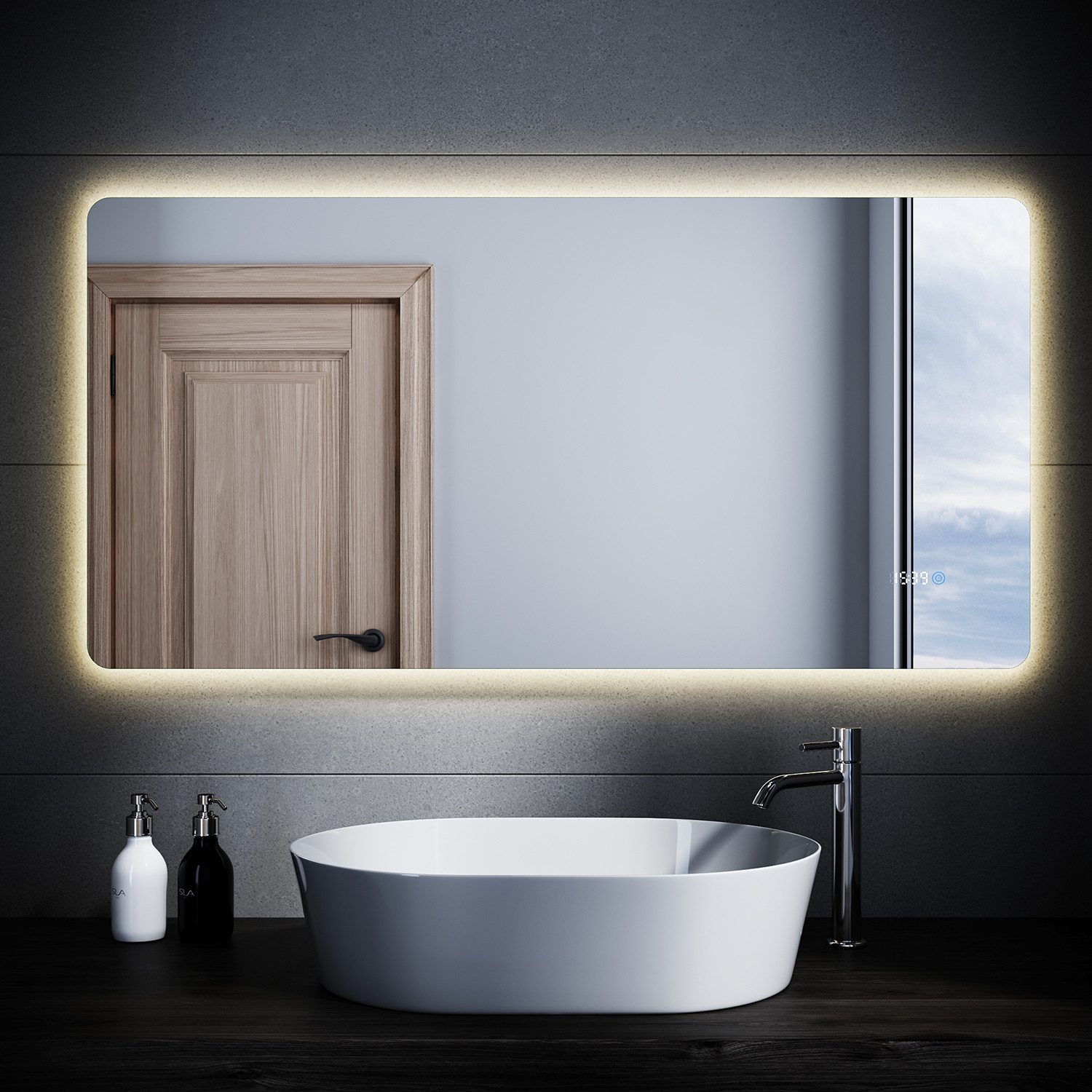 SONNI Badspiegel LED Badspiegel mit Touch, 3 Lichtfarben, Anti-Beschlag, 70-120cm Gedächtnisfunktion Badezimmerspiegel mit Beleuchtung