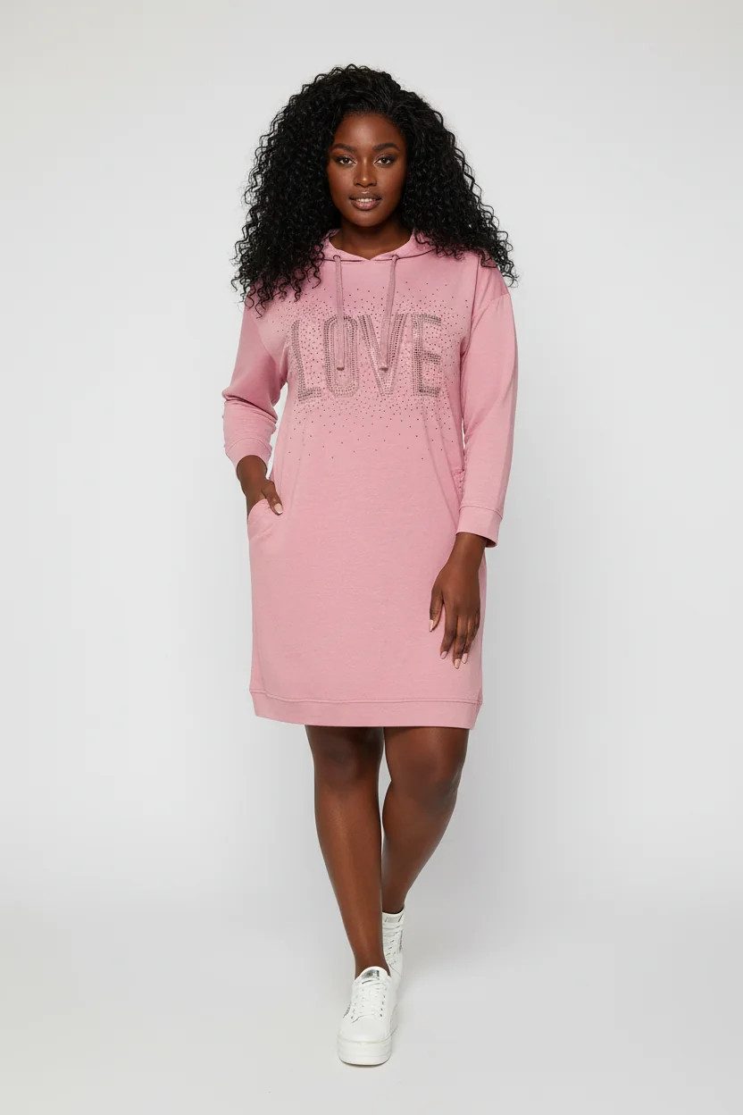 Shape of You Minikleid Steinverziertes Sweatshirt-Kleid