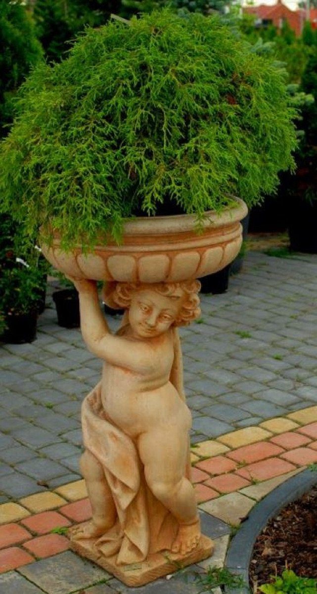 cm - Jugendstil 50 Padrino Skulptur Ø H. Pflanzentopf Gartendeko - Casa Skulptur 86 mit x Blumentopf Beige