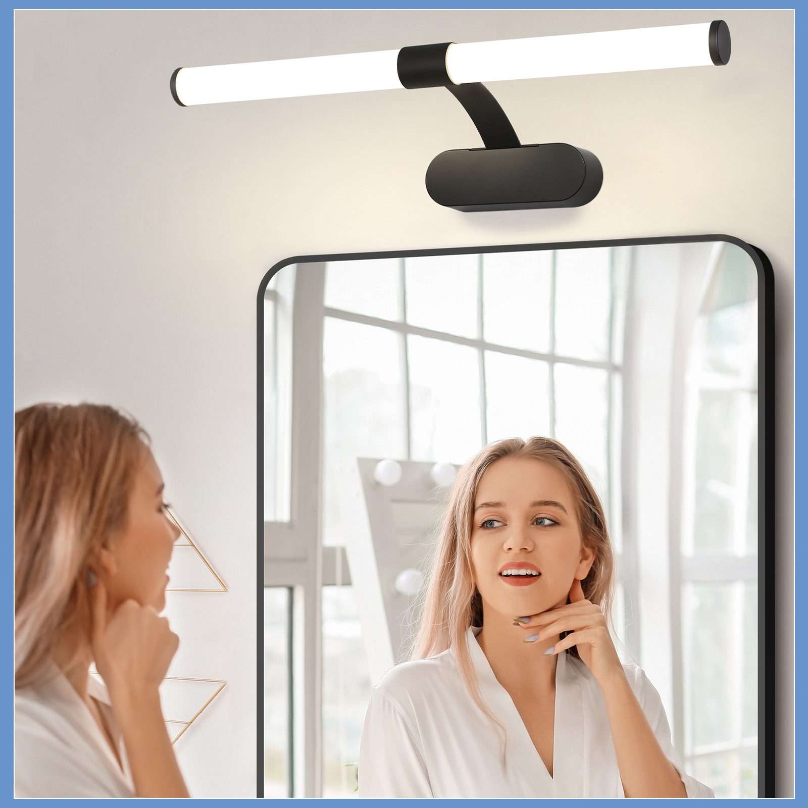 Nettlife LED Spiegelleuchte Spiegellampe Schwarz 4000K, LED fest integriert, Neutralweiß, für Küche schrank Keller – Bild 4 von 5