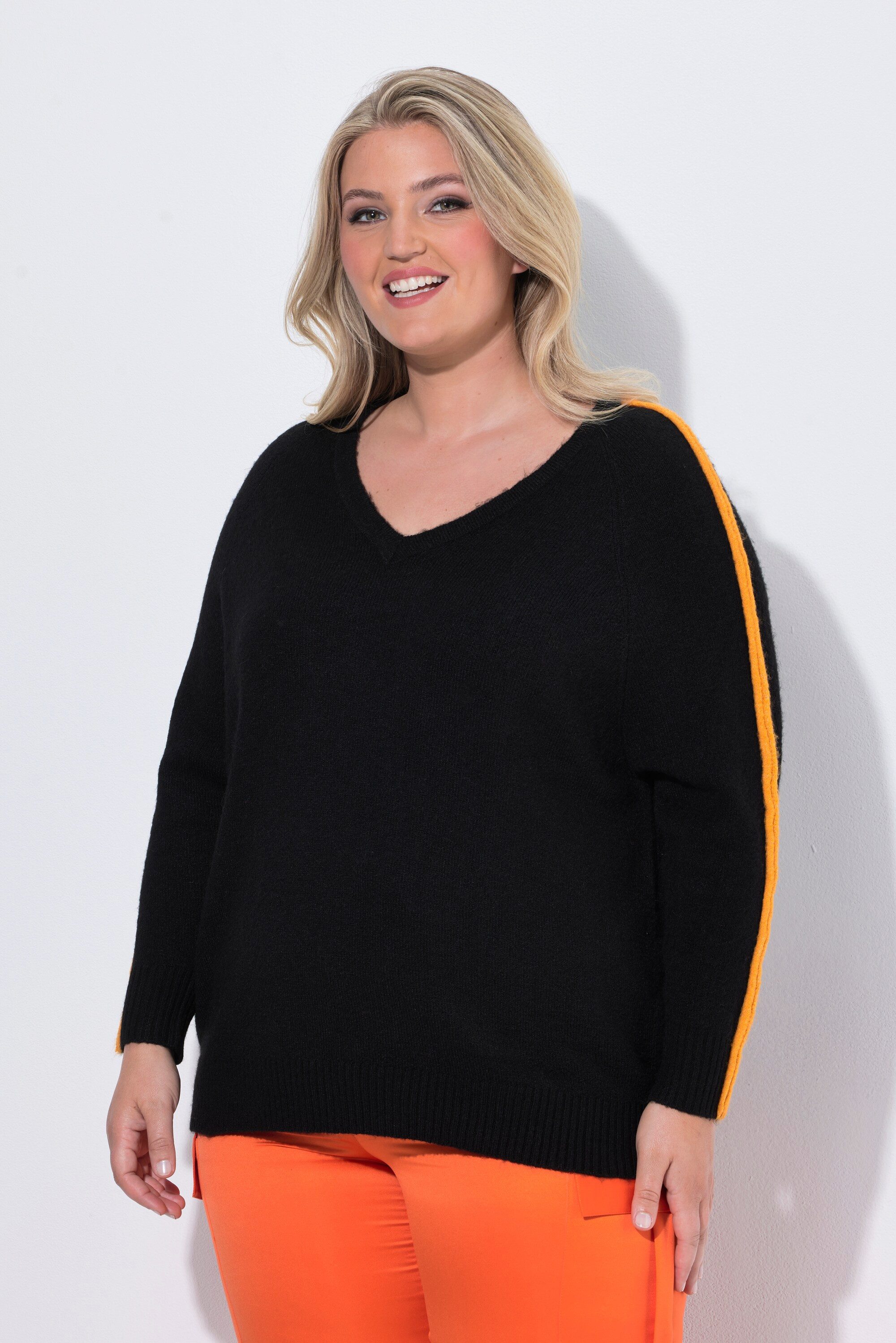 MIAMODA Strickpullover Pullover bequemer Fit Raglanärmel farbiges Piping