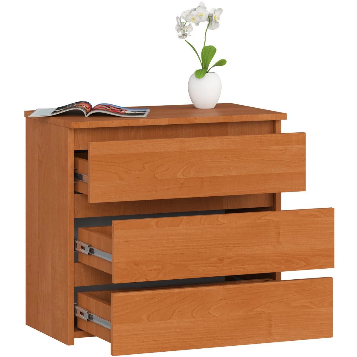 Raumhirsch Furniture Nachttisch praktisch & stilvoll - Nachtschrank - Nachtkommode, Maße: 60x57x35 cm, 3 Schubladen, Soft-Close