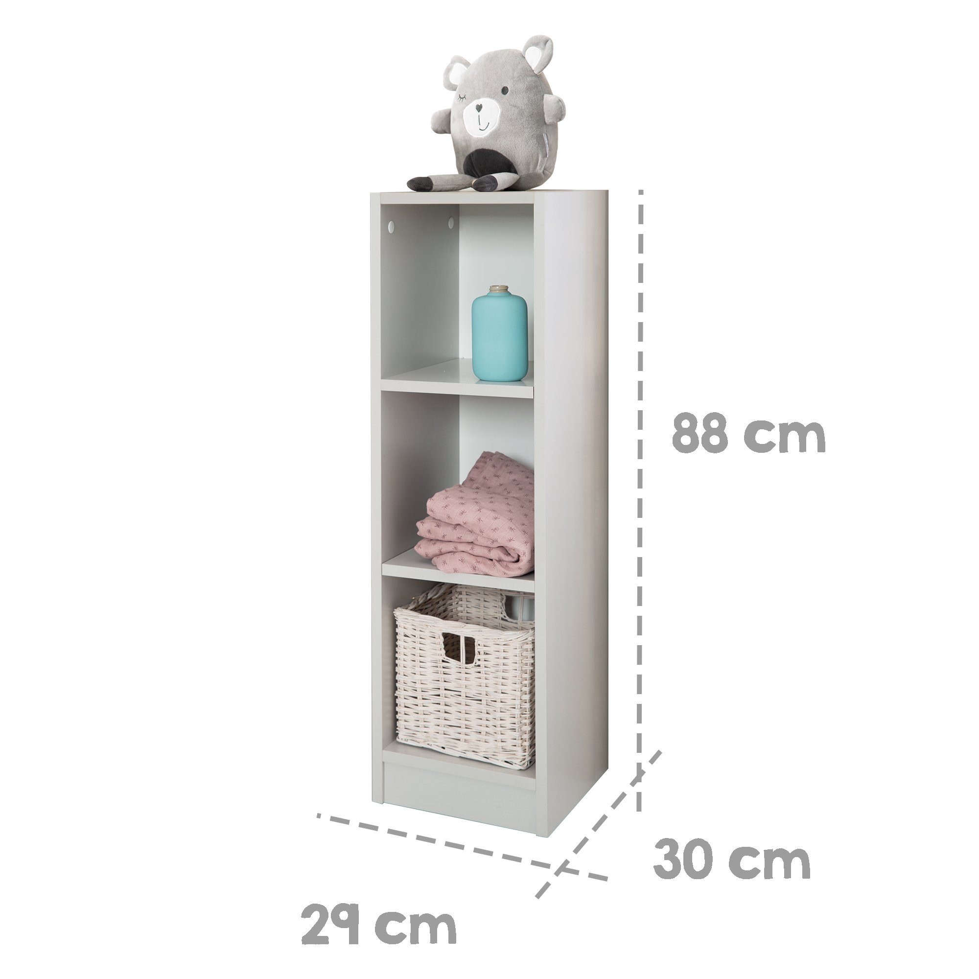 roba® Seitenregal Maren 2, Lichtgrau / Weiß