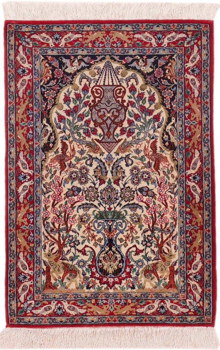 Orientteppich Isfahan Seidenkette 72x107 Handgeknüpfter Orientteppich, Nain Trading, rechteckig, Höhe: 6 mm