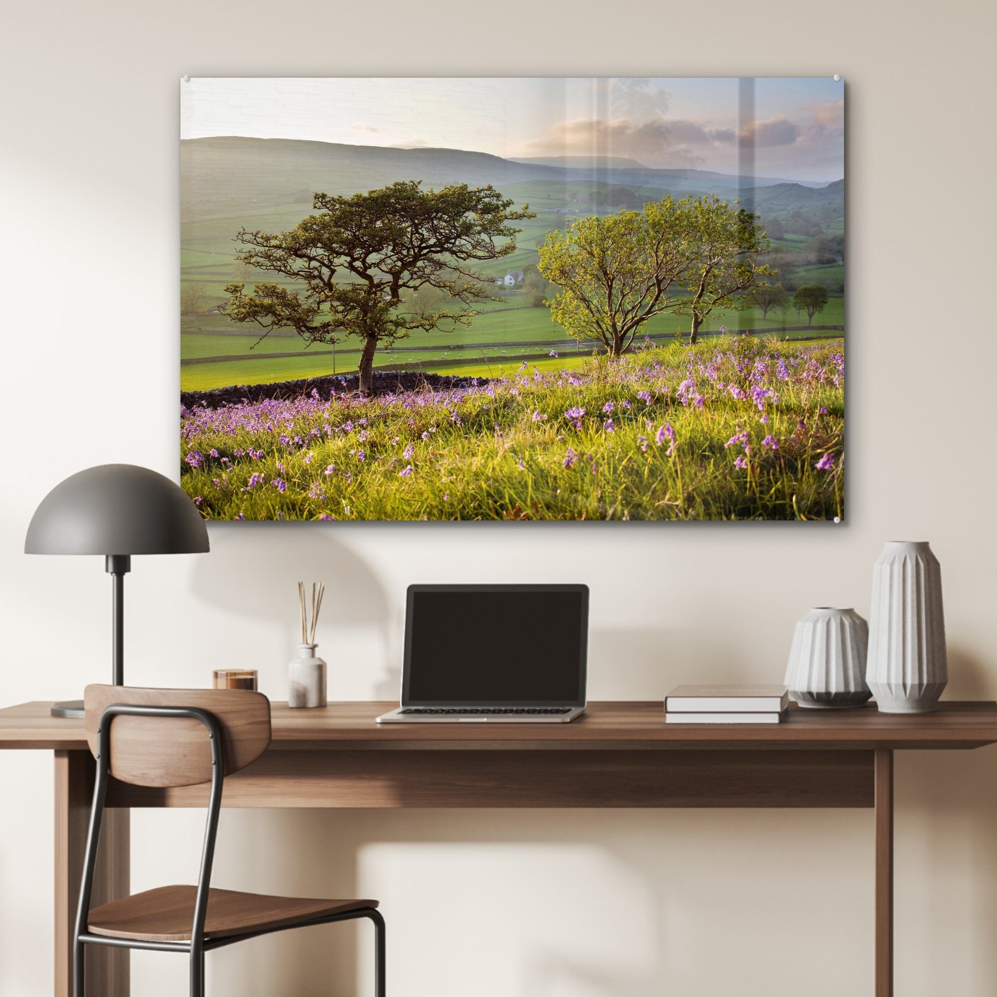 Eichen des Wohnzimmer Acrylglasbild & den Schlafzimmer Hügeln MuchoWow Dales Acrylglasbilder Yorkshire St), National in (1 Park,