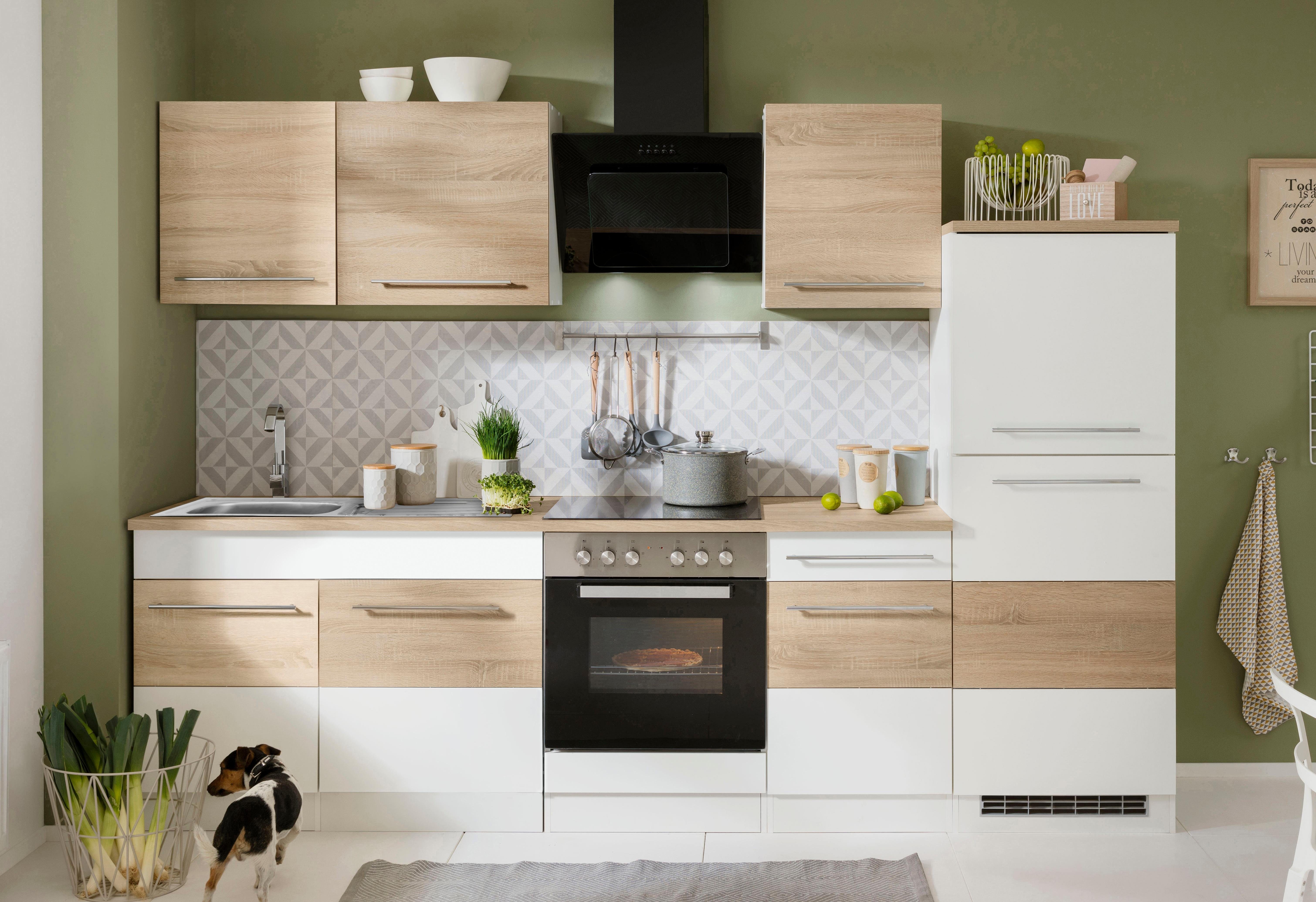 KOCHSTATION Küchenzeile KS-Trient, Breite 270 cm, wahlweise mit E-Geräten, mit Arbeitsplatte