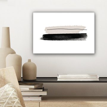OneMillionCanvasses® Leinwandbild Abstrakt - Linien - Schwarz - Beige - Kunst, (1 St), Wandbild Leinwandbilder, Aufhängefertig, Wanddeko, 30x20 cm