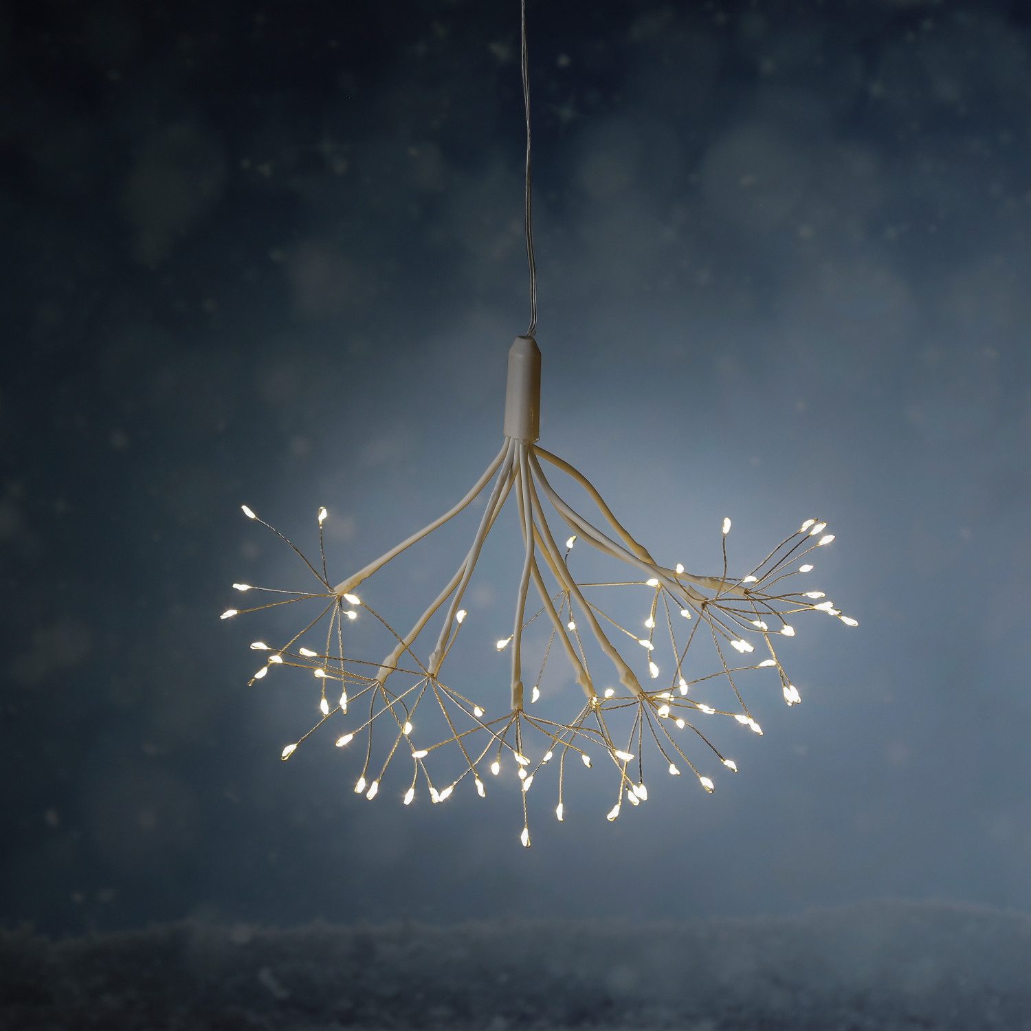 MARELIDA LED-Stern für außen LED Feuerwerk Leuchte Firework 25cm weißer Hängestern Fernbedienung, LED Classic, warmweiß (2100K bis 3000K)