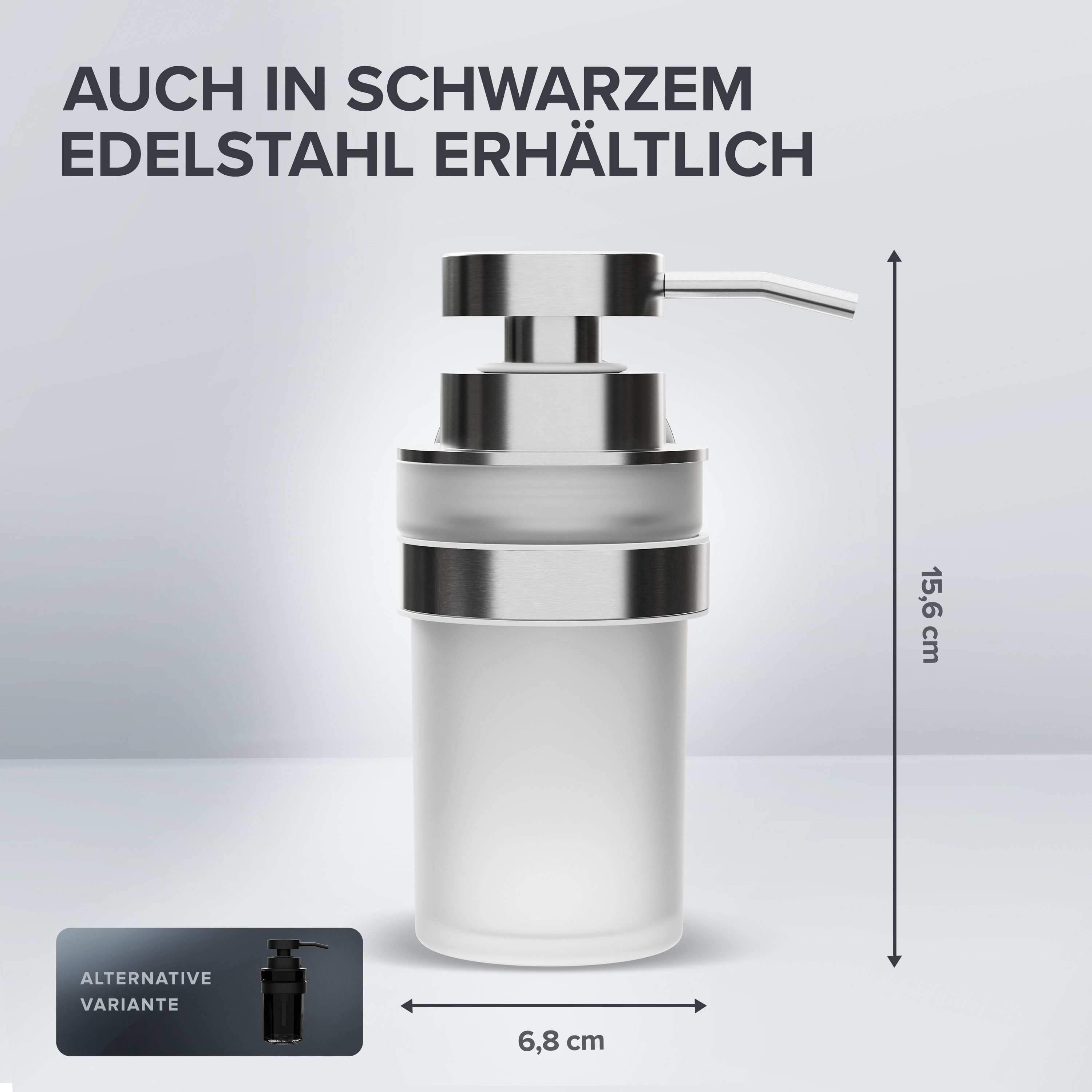 ovimar Seifenspender Kegnaes, (1-tlg), aus Edelstahl in Silber zur Zum Kleben