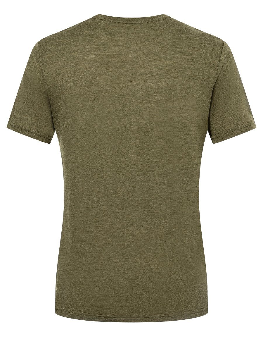 Olive T-Shirt Merino-Materialmix Melange/Celadan Green Night Merino angenehmer SUPER.NATURAL M TEE T-Shirt CAMPING