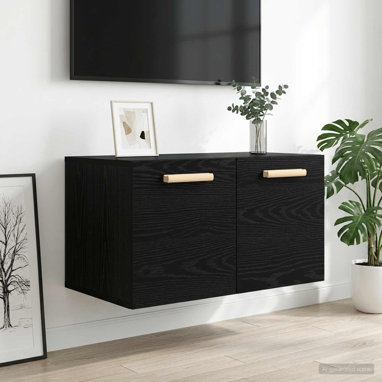vidaXL Schranksystem Wandschrank Schwarz Eichen-Optik 60 x 36,5 x 35 cm (1-St)
