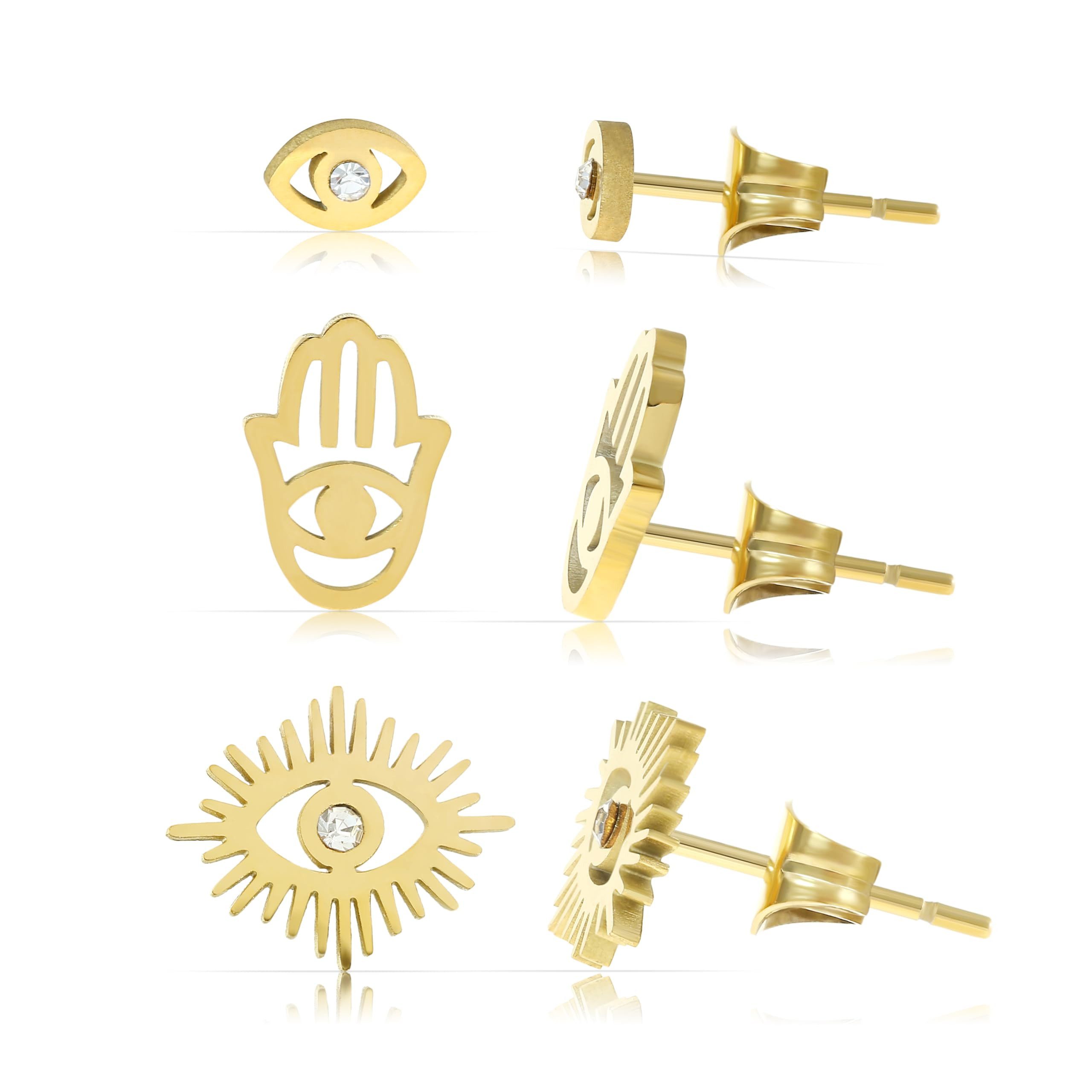Made by Nami Ohrstecker-Set 3er Set Gold Ohrringe aus Chirurg. Edelstahl Wa günstig online kaufen