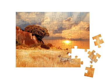 puzzleYOU Puzzle Geparden in der Savanne, Tansania, 48 Puzzleteile, puzzleYOU-Kollektionen Safari
