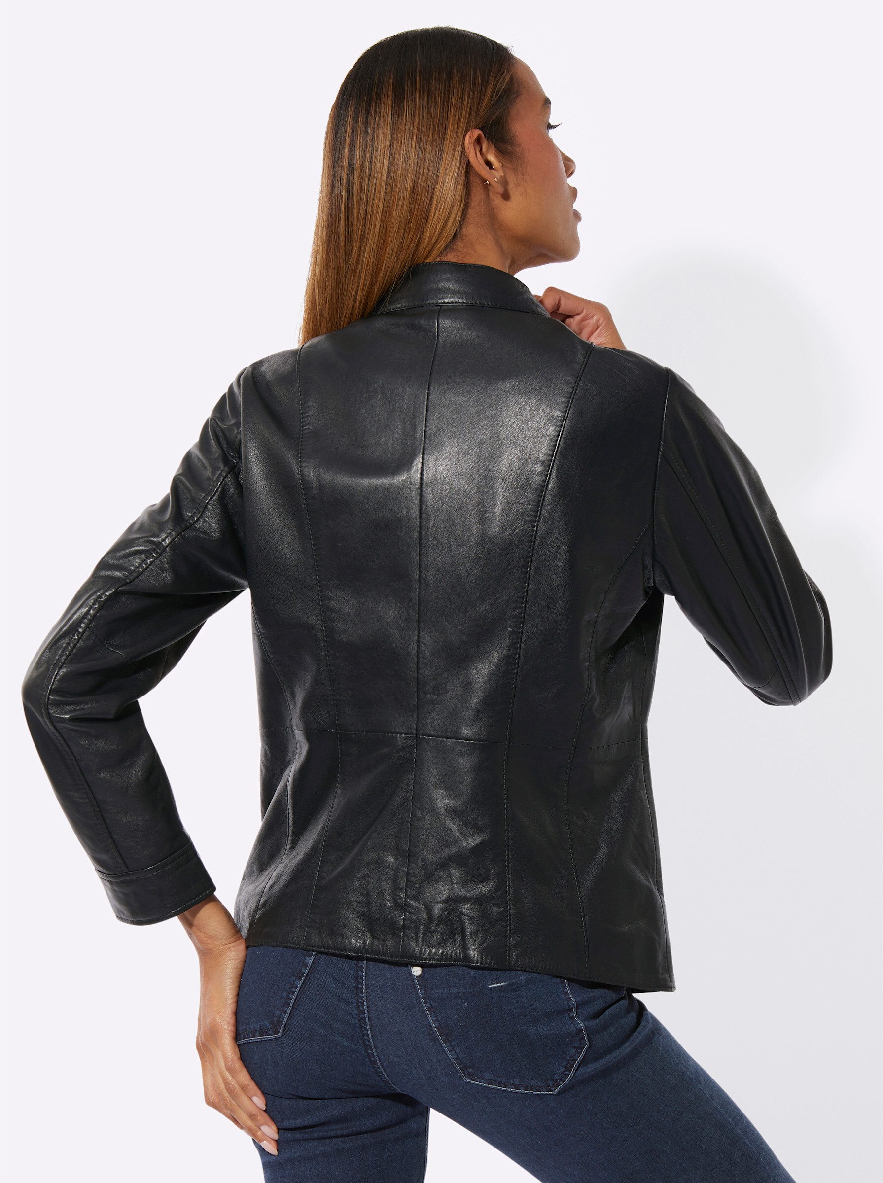 Mainpol Blusenblazer Lammnappa-Lederblazer Langarm