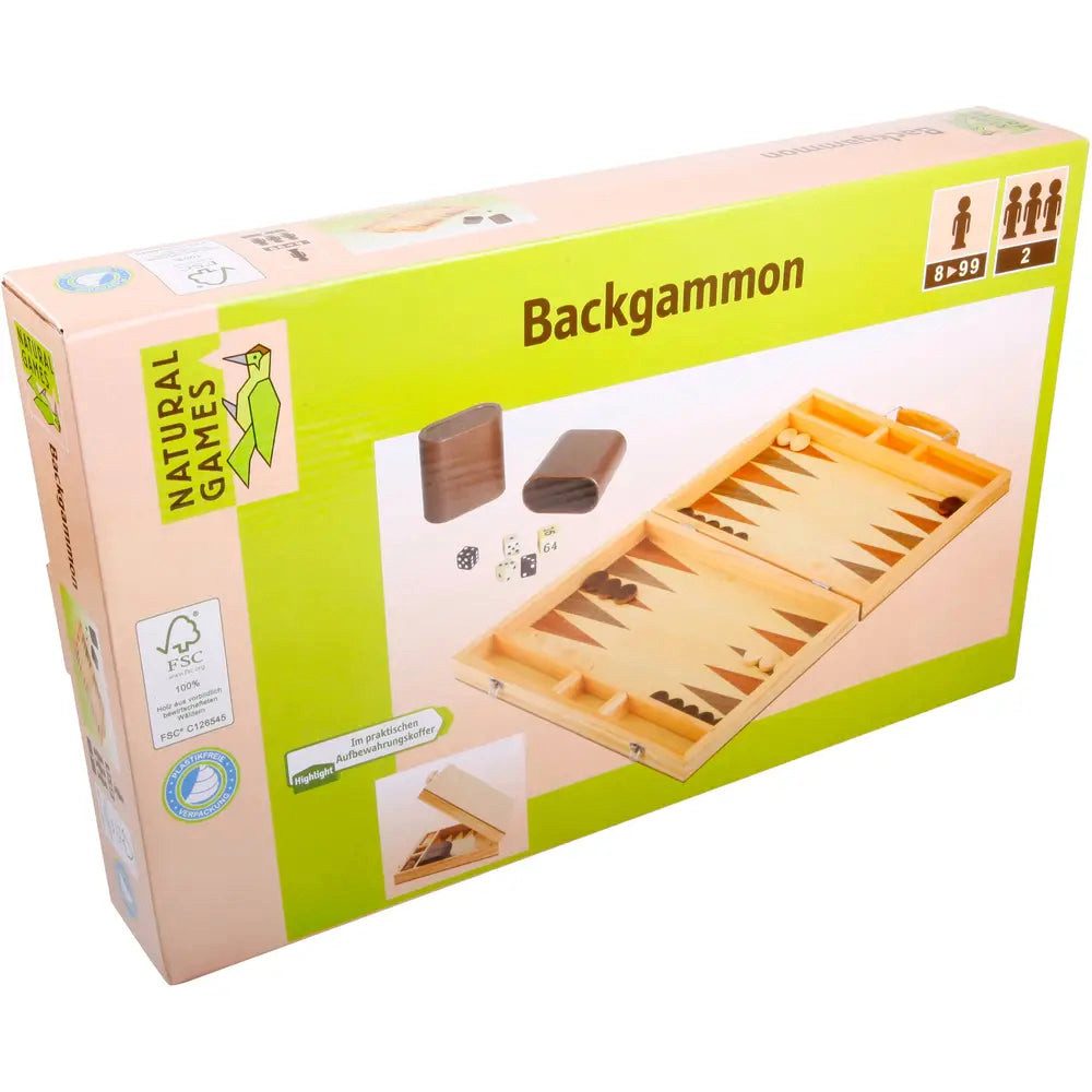 Natural Games Spiel Premium Backgammon Set aus Holz - Klassisches Strategiespiel für die g