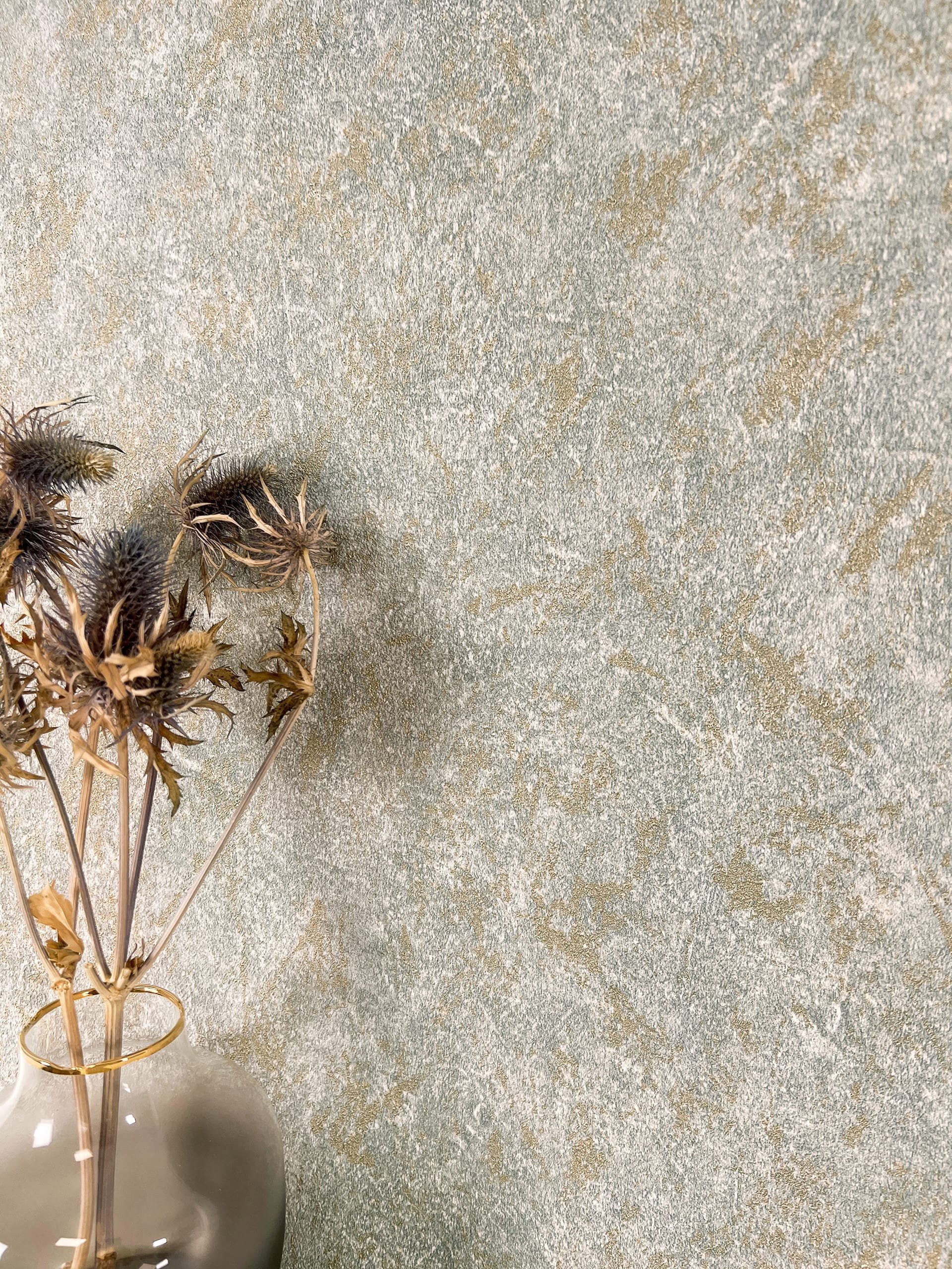 Newroom Vliestapete, Anthrazit Tapete Modern Putz - Glanztapete Putzoptik Graublau Bronze Glamour Industrial Stein-Optik Struktur für Schlafzimmer Wohnzimmer Küche