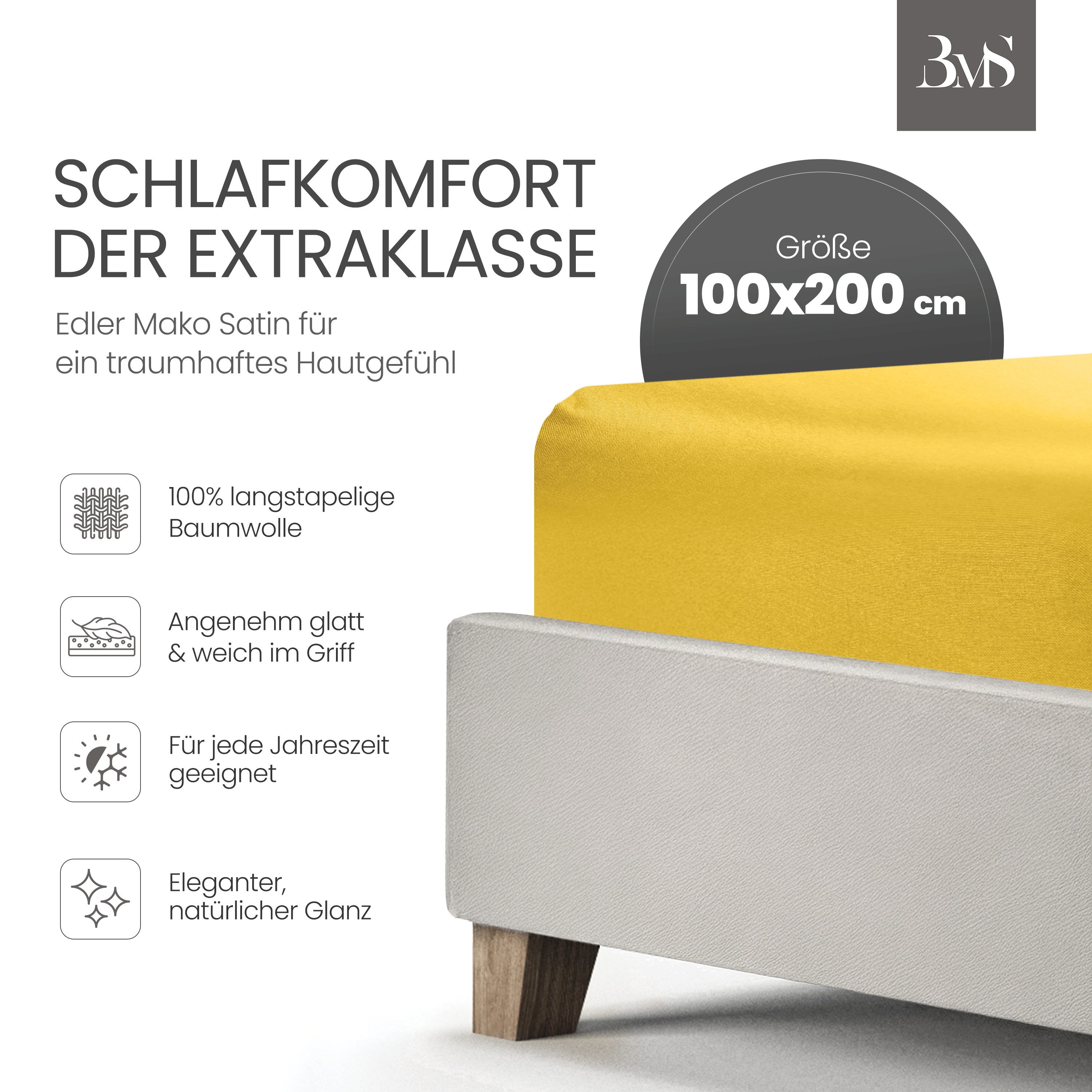 BETTWAESCHE-MIT-STIL Spannbettlaken Mako Satin Spannbettlaken, Matratzenhöh günstig online kaufen