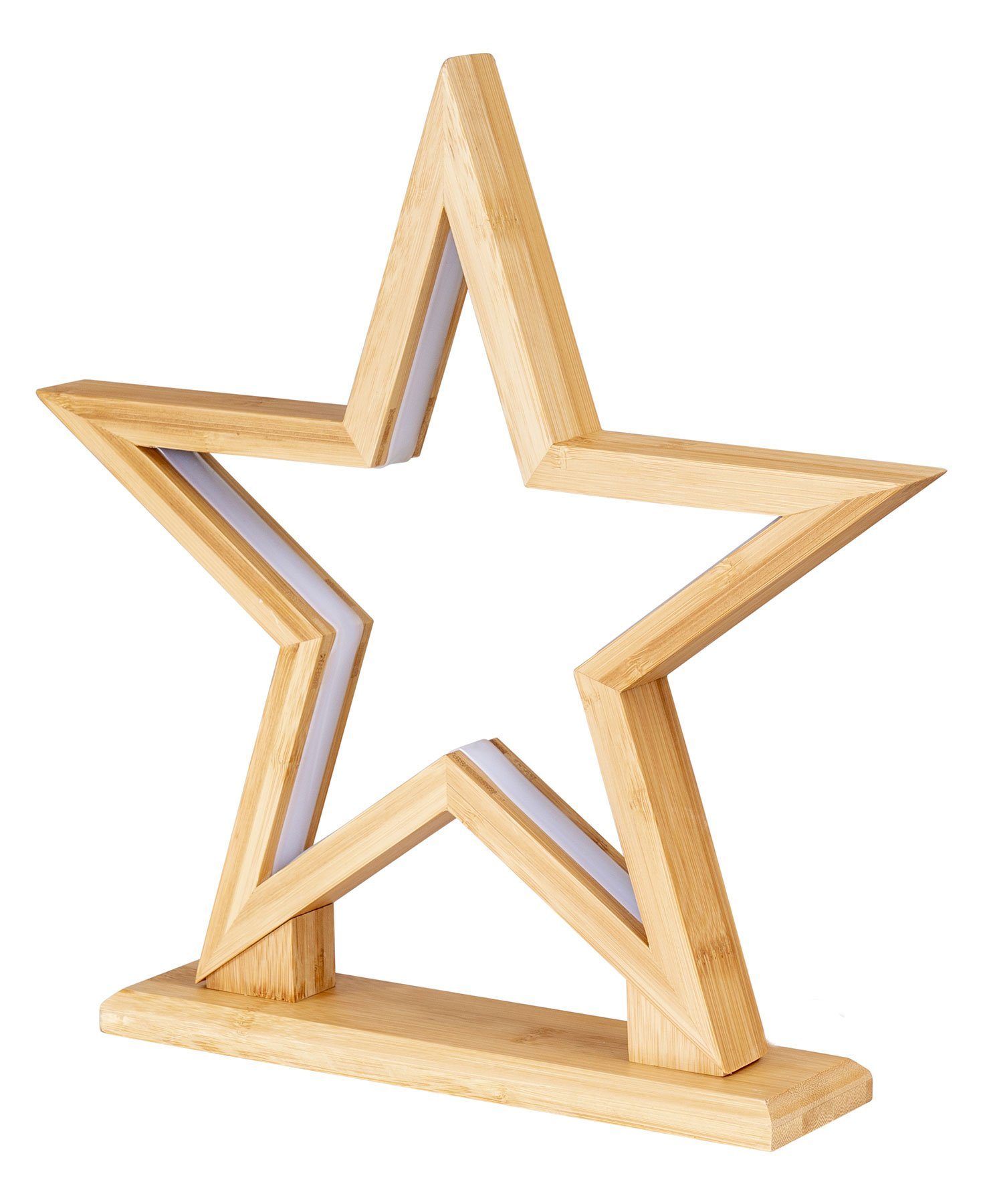 Levandeo® LED Stern, LED Stern Holz H33cm Tischlampe Bambus Weihnachten Dekoleuchte
