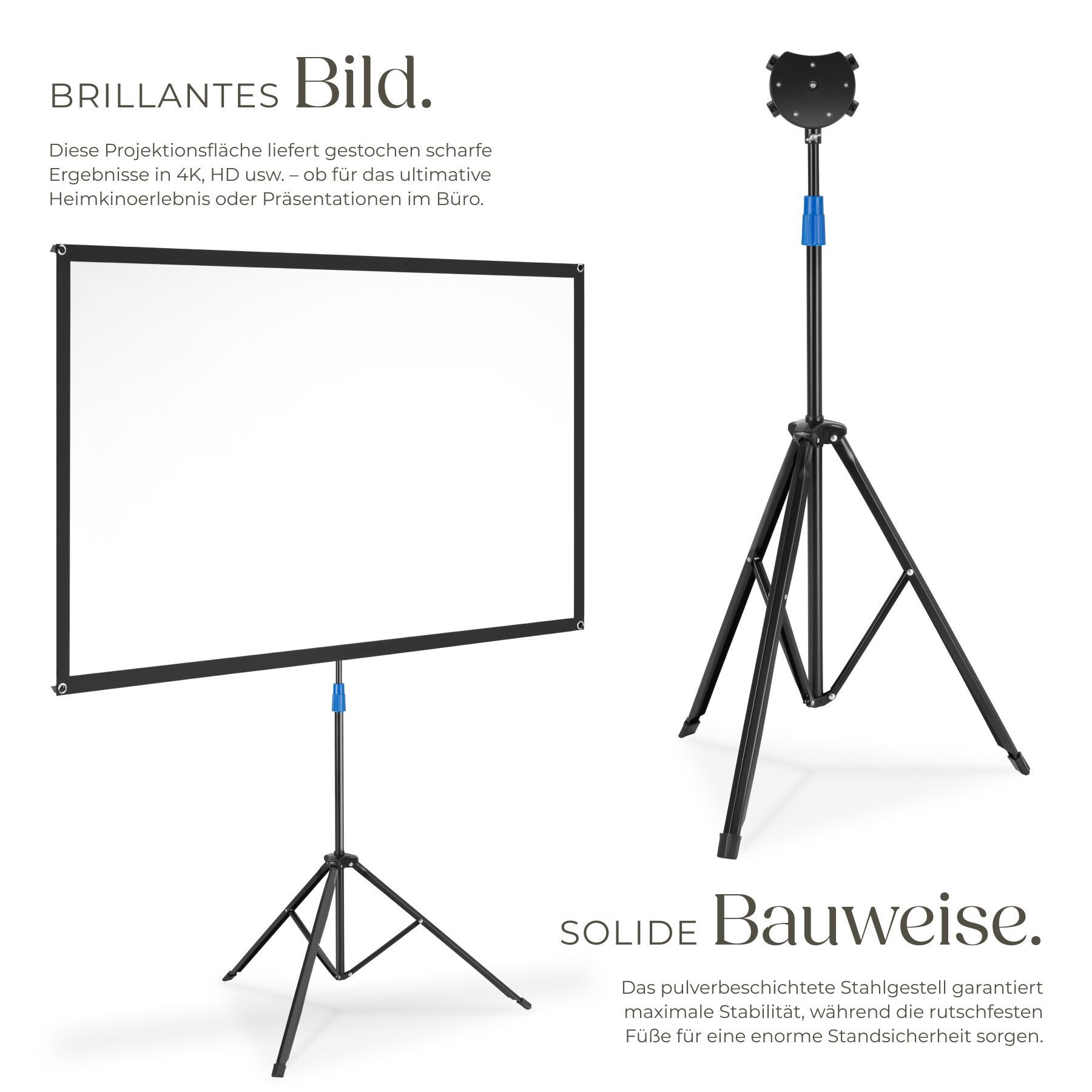 tectake Beamer-Leinwand für 4K, HD, Ultra HD und Full HD, Format 16:9, 60” Deckeneinbauleinwand (Gain-Faktor 1, 0, reißfest, faltenfrei, inklusive Tragetasche)