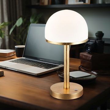etc-shop Schreibtischlampe, LED-Leuchtmittel fest verbaut, Warmweiß, Tischlampe Nachttischlampe Touchdimmer Schreibtischlampe gold H 39 cm