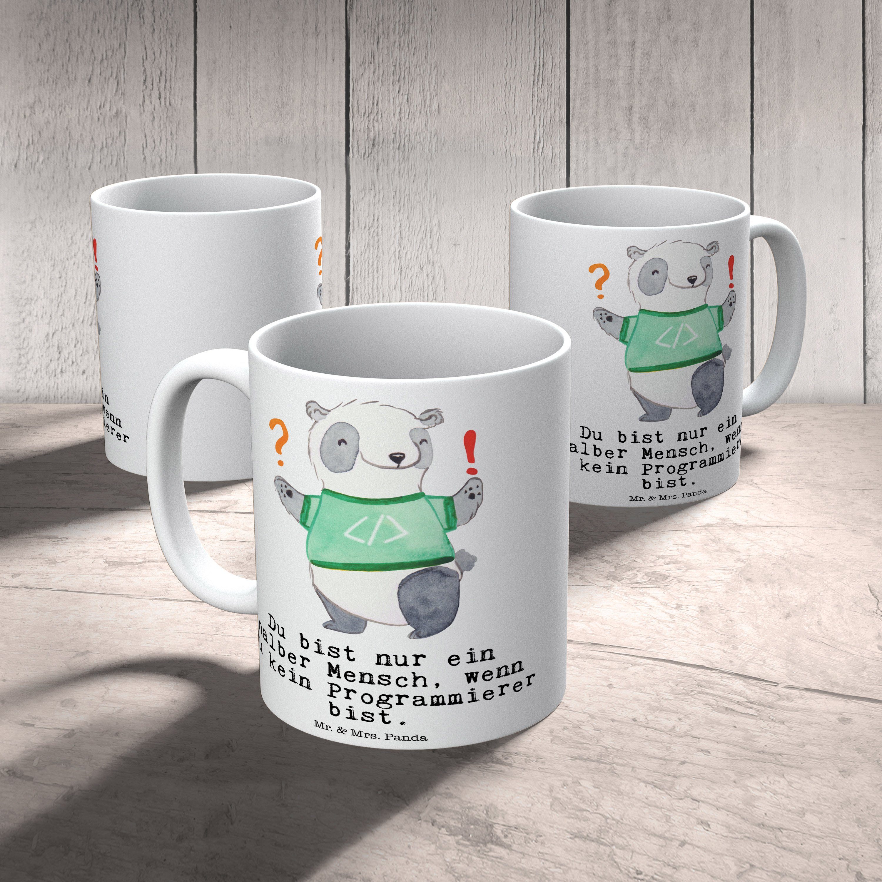 - Tasse Geschenk, - Programmierer Keramik Datenverarbeiter, Mrs. mit Geschenk, Weiß & Herz Panda Mr.