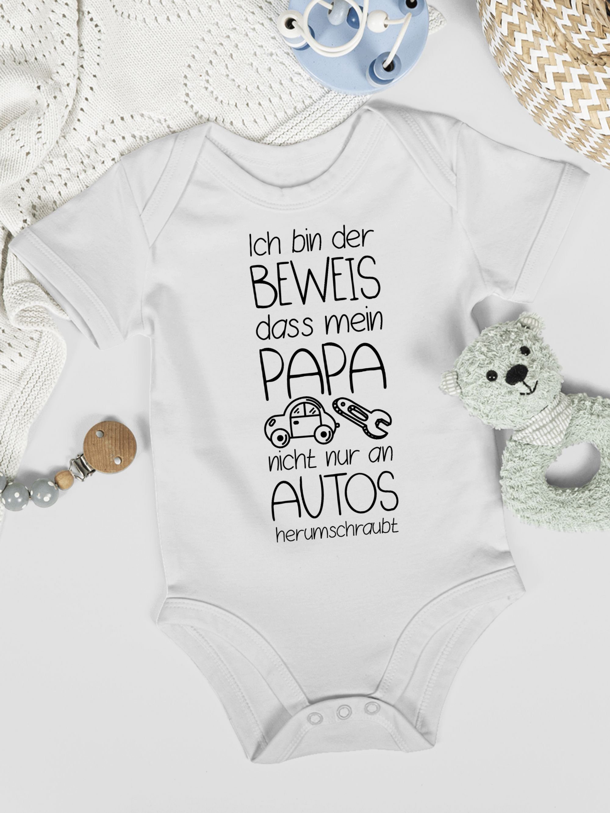Shirtracer Shirtbody Ich bin der Beweis dass mein Papa nicht nur an Autos herumschraubt Sprüche Baby