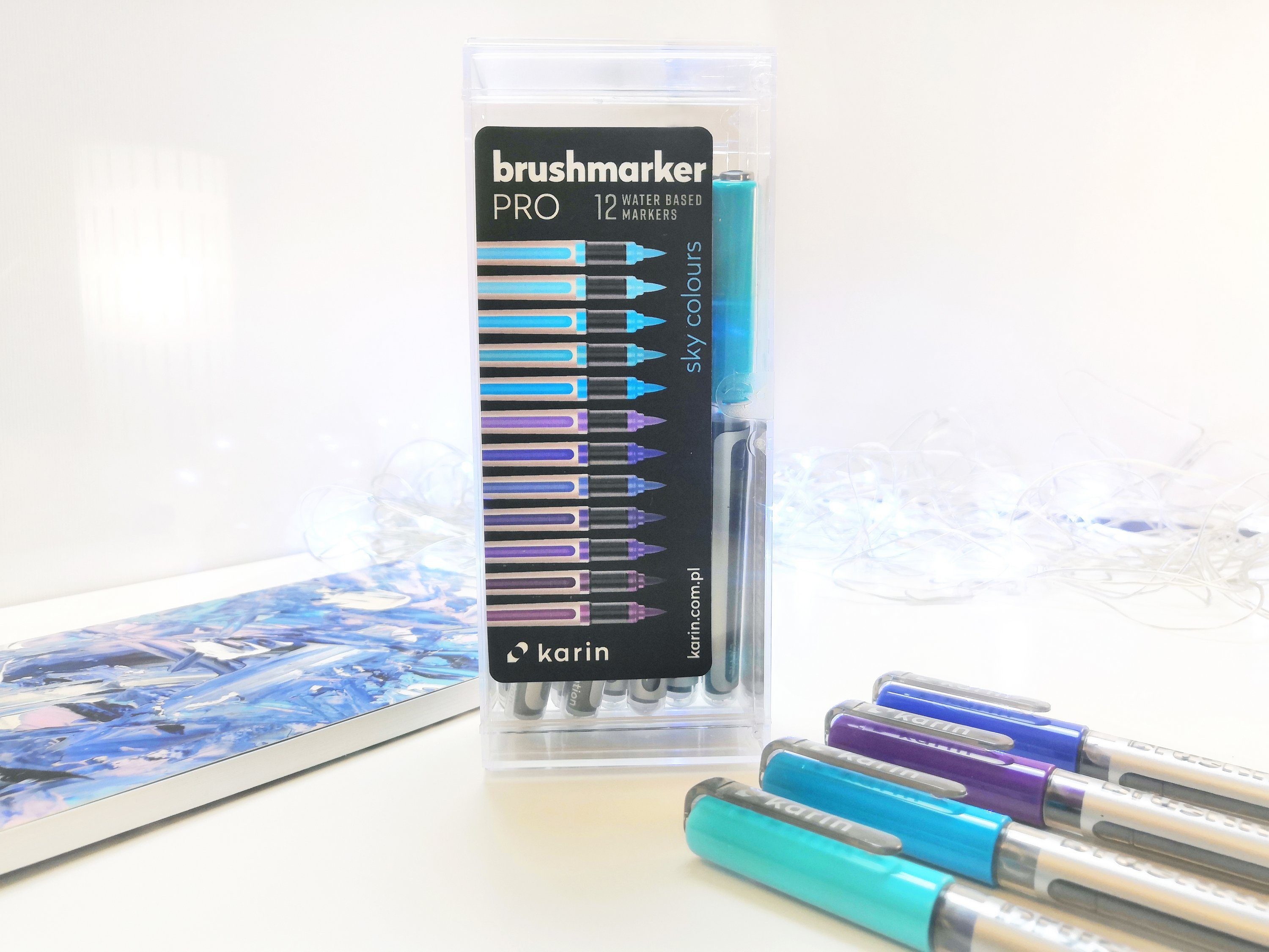 Farben PRO karin Pinselstift Blau 12 Brushmarker Set,
