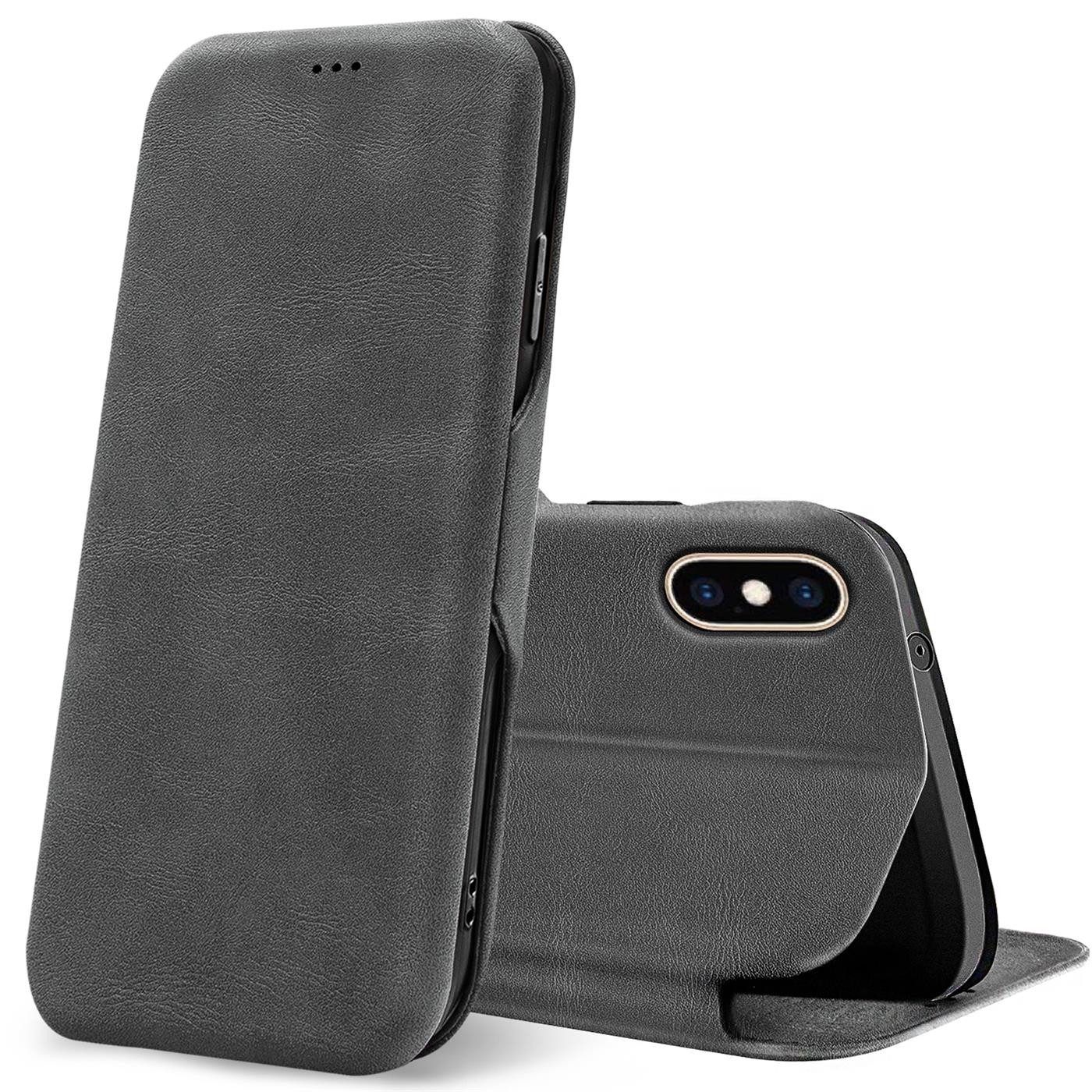 CoolGadget Handyhülle Business Premium Hülle für Apple iPhone X / XS 5,8 Zoll, Handy Tasche mit Kartenfach für iPhone XS Schutzhülle