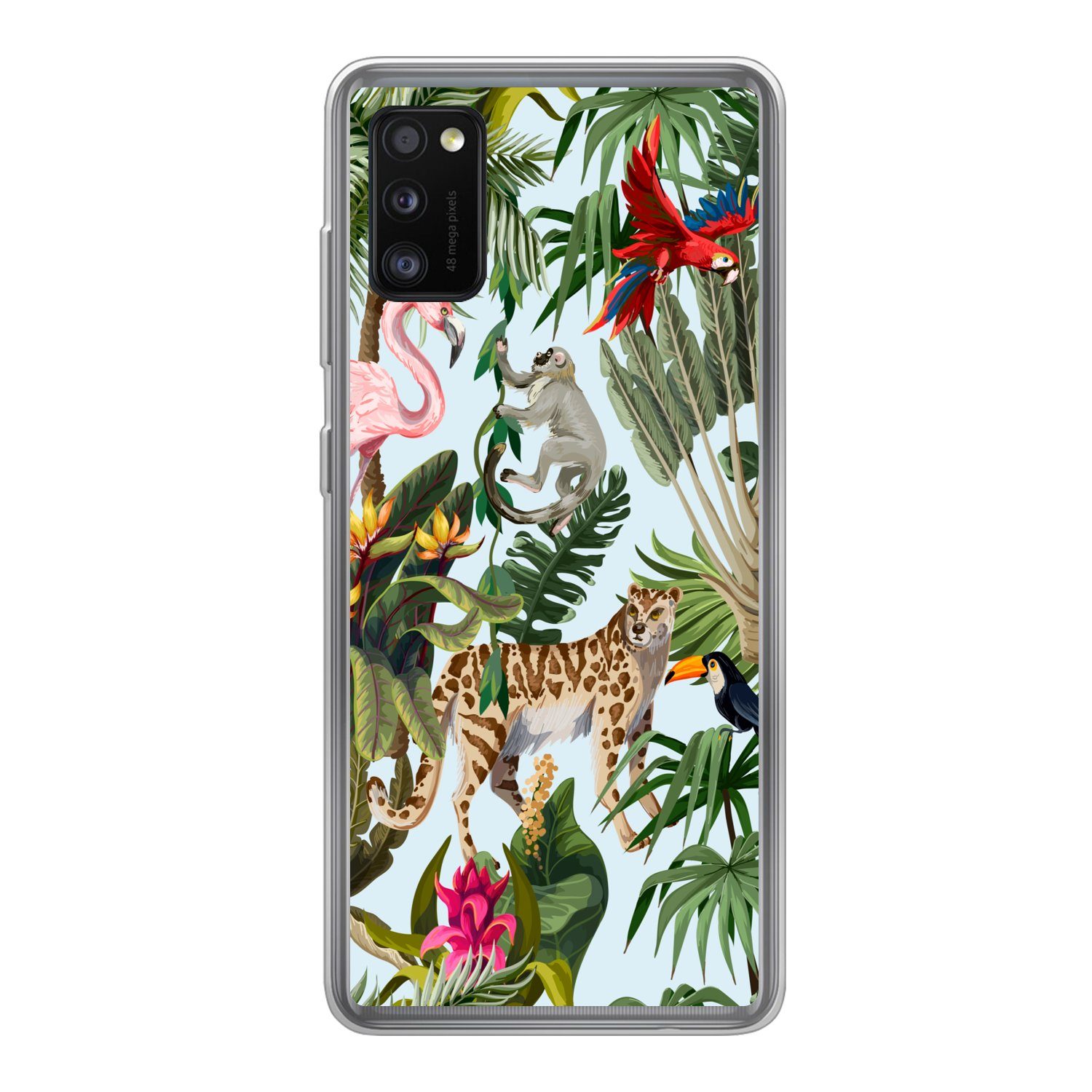 MuchoWow Handyhülle für Samsung Galaxy A41 Dschungel - Tiere - Mädchen - Kinder - Jungen -, Smartphone-Bumper, Print, Handy Schutzhülle Dünn
