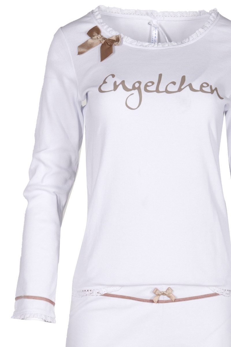 Louis & Louisa Schlafanzug Pyjama Damen - ENGELCHEN - weiß günstig online kaufen