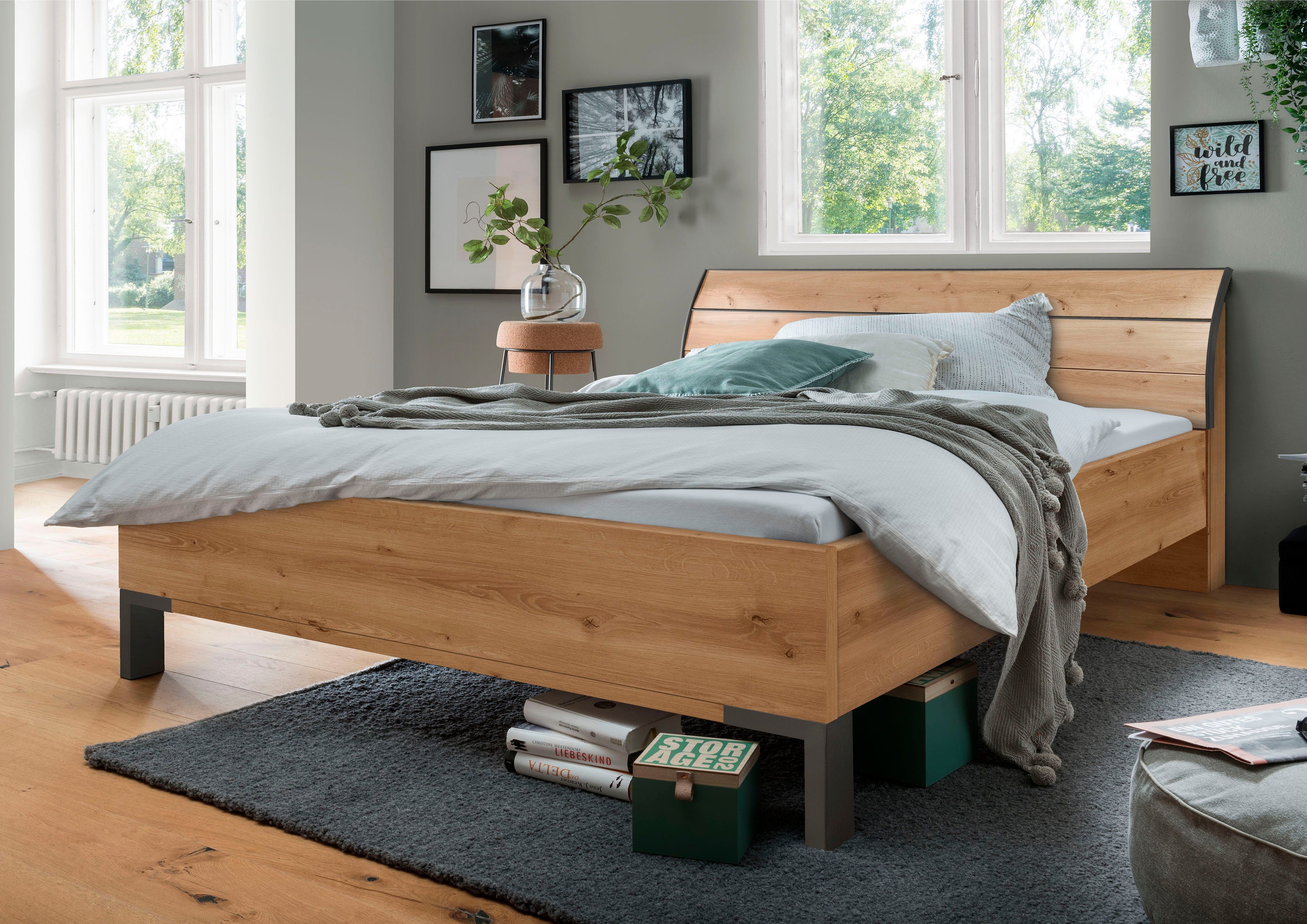 WIEMANN Futonbett Monaco, 4-fache Liegehöhenverstellung, mit stilvollem Holzkopfteil, Made in Germany