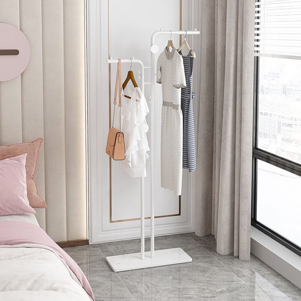 TUWENA Garderobenständer Garderobenständer Marmor, Metallgarderobe, Kleiderständer mit 5 Haken, Zweipoliger Garderobe für Schlafzimmer, Eingangsbereich, Wohnzimmer