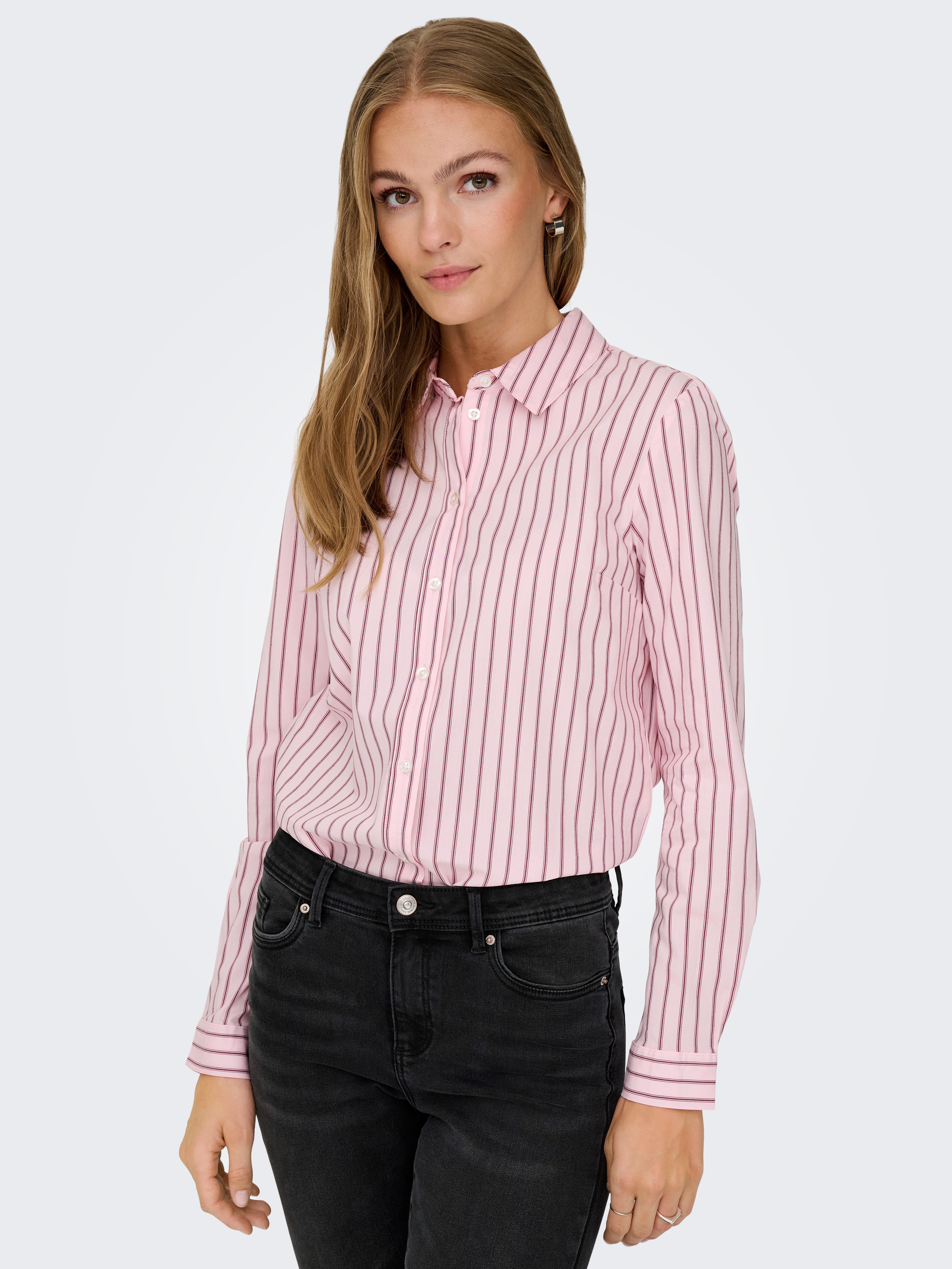 JDY Hemdbluse JDYMIO L/S SHIRT WVN NOOS unifarben oder gestreift
