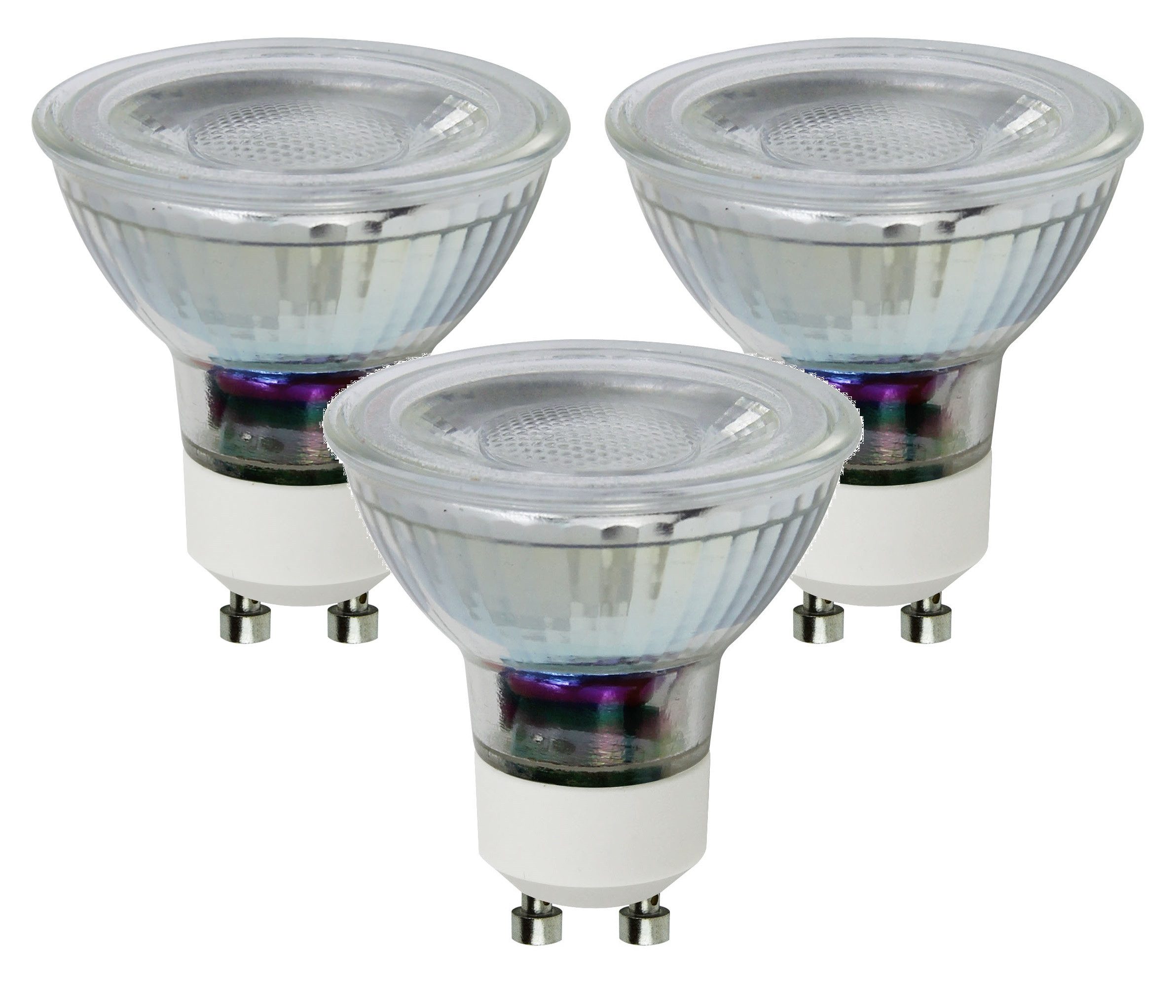 TRANGO LED-Leuchtmittel, 3er Pack GU10CWSD-3 GU10 LED Leuchtmittel 3-Stufen dimmbar - 6000K kaltweiss zum Austauschen GU10 & MR16 Halogen Leuchtmittel für Einbauleuchten, 3 St., Deckenstrahler, Einbaustrahler, Deckenleuchte, Spots