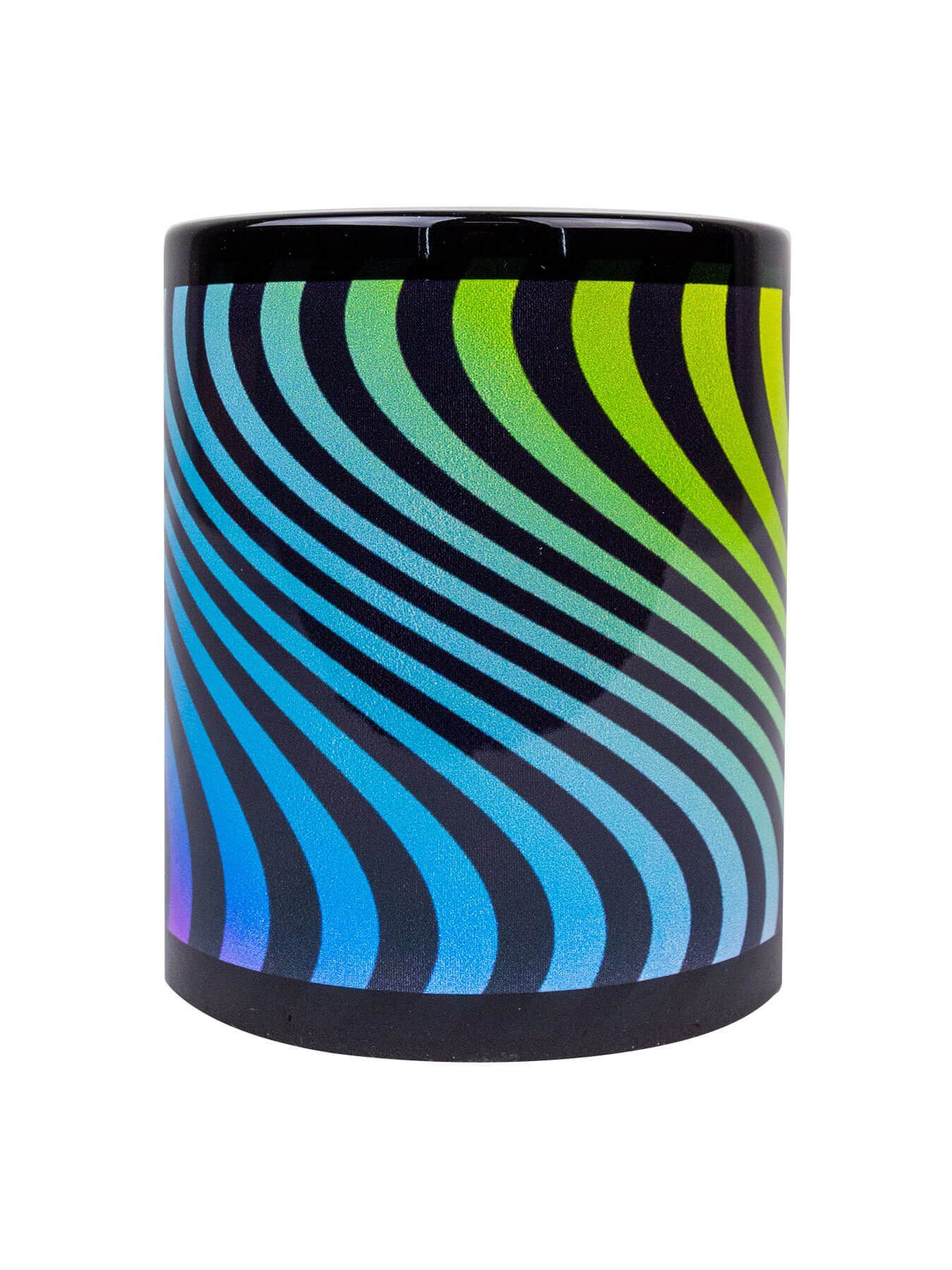 Motiv UV-aktiv, Keramik, "Neon unter Schwarzlicht PSYWORK Cup Waves", Tasse leuchtet Fluo Tasse Neon