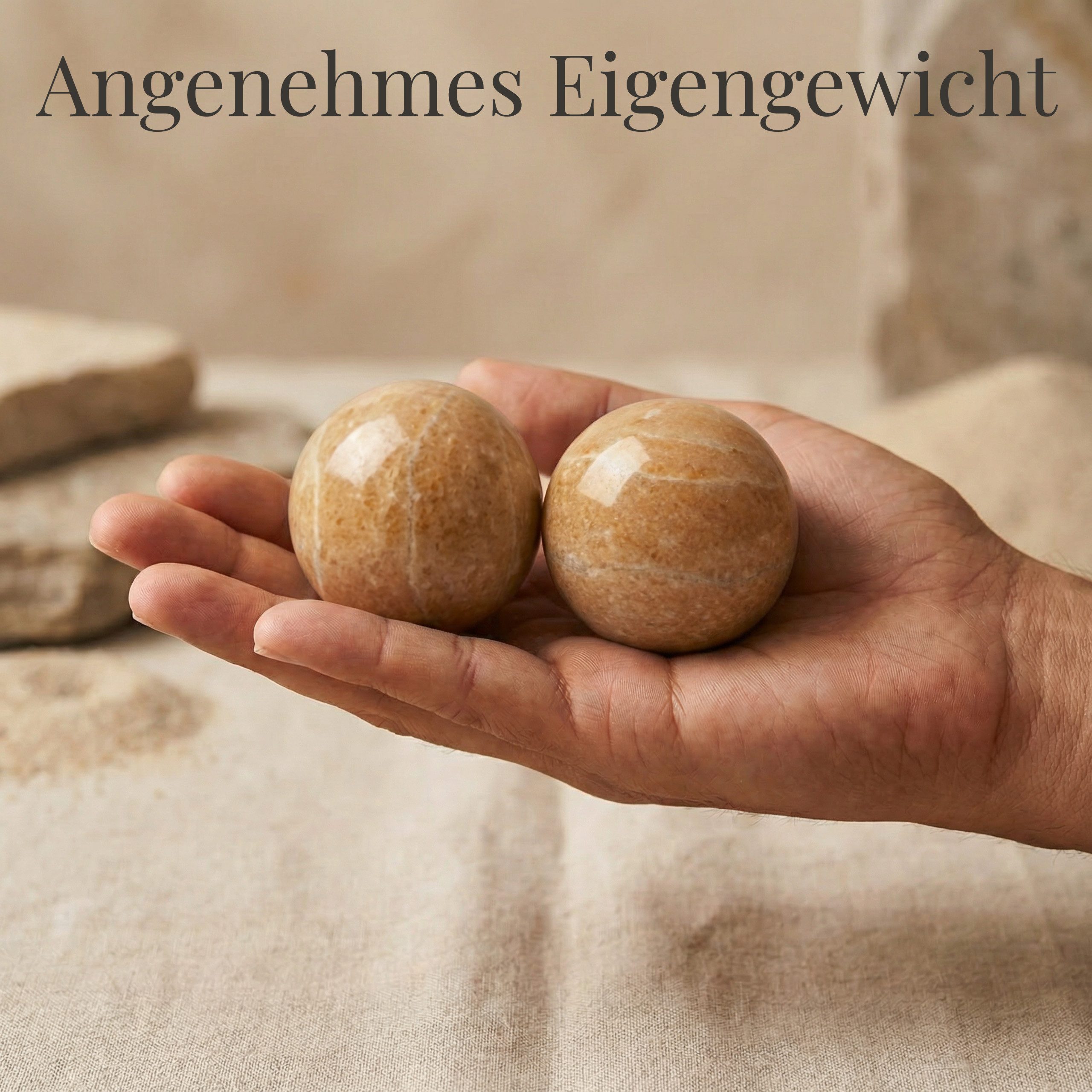 INTERGARDEN Massageball Qi Gong Kugeln Naturstein – Poliert, Massage- & Handkugeln 2er Set