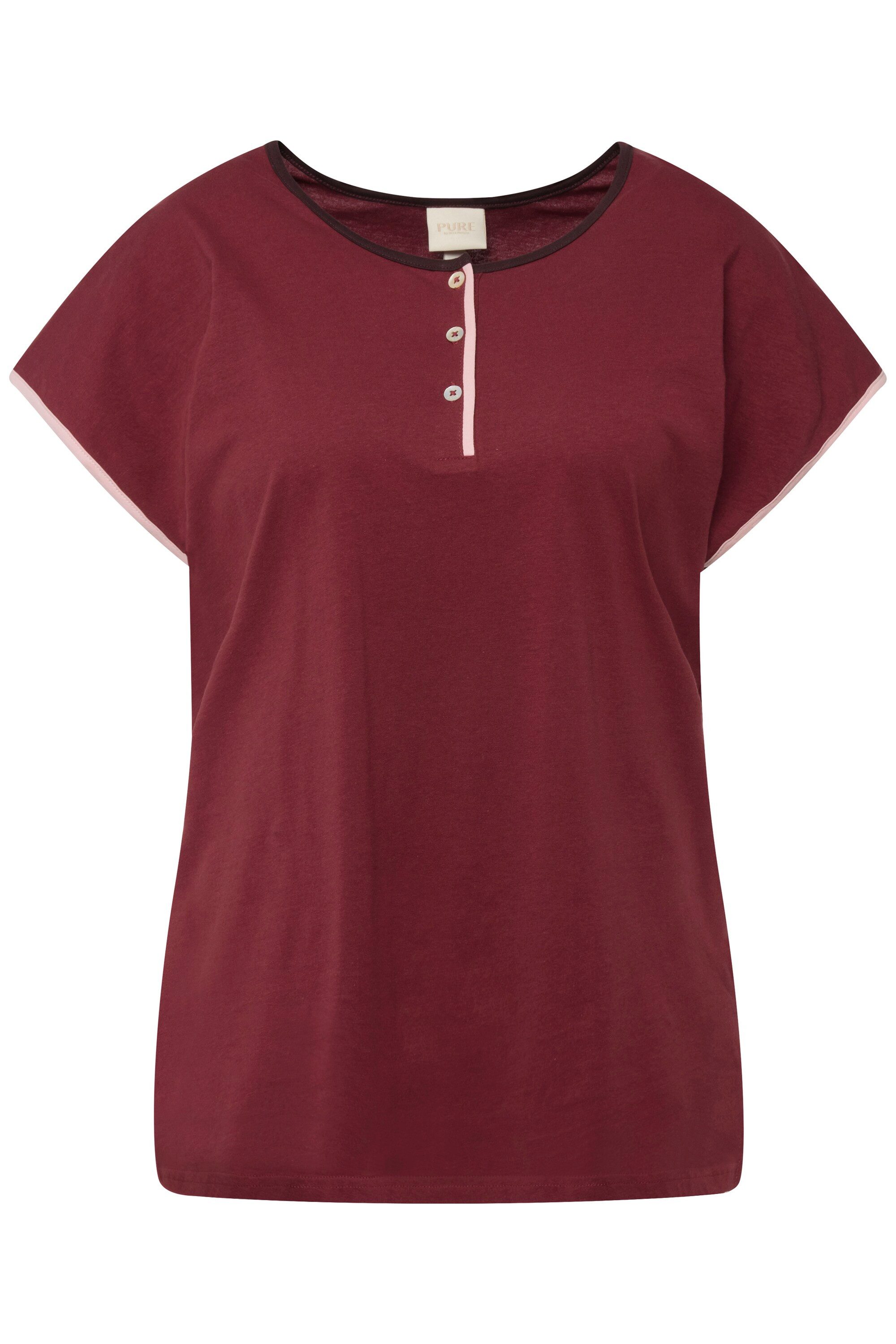 Ulla Popken Pyjamaoberteil Pyjama-T-Shirt Paspel Rundhals Halbarm günstig online kaufen