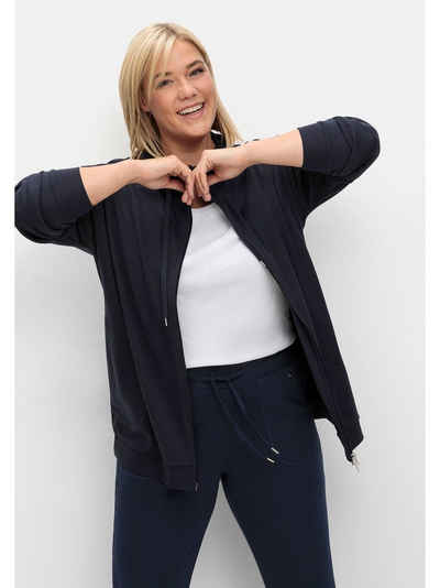 Sheego Sweatjacke Große Größen mit Stehkragen und Bindeband