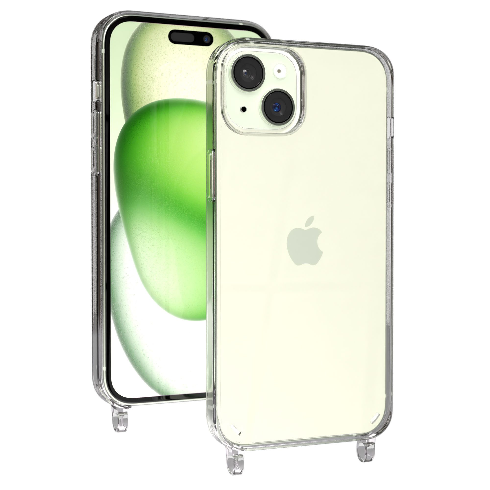 EAZY CASE Handykette Handyhülle für Handyketten mit Befestigungsösen für iPhone Modelle 6,7 Zoll, Hülle für Handykette, Transparent mit Ösen für Apple iPhone 15 Plus