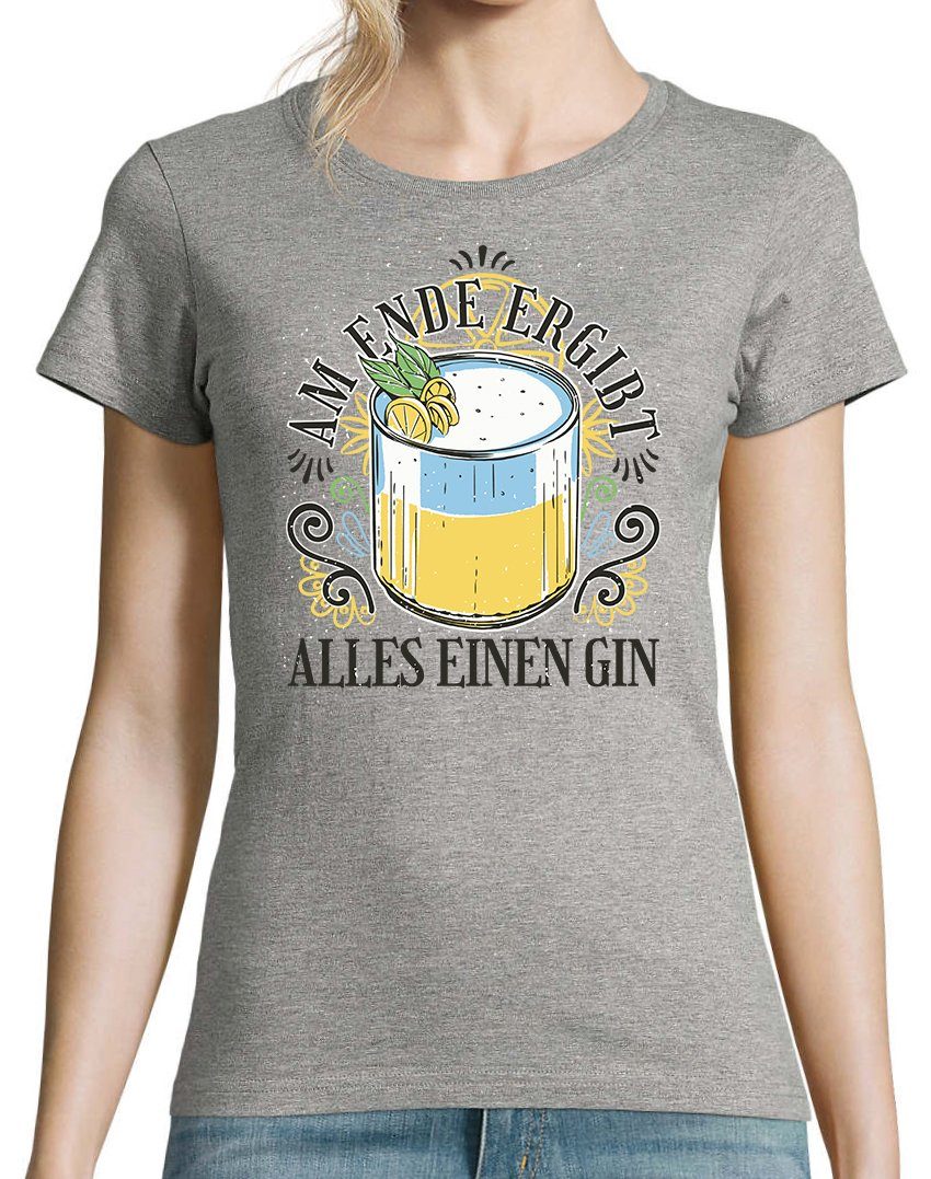 Youth Designz T-Shirt Am Ende Shirt Grau einen Damen alles Fun-Look im Gin ergibt