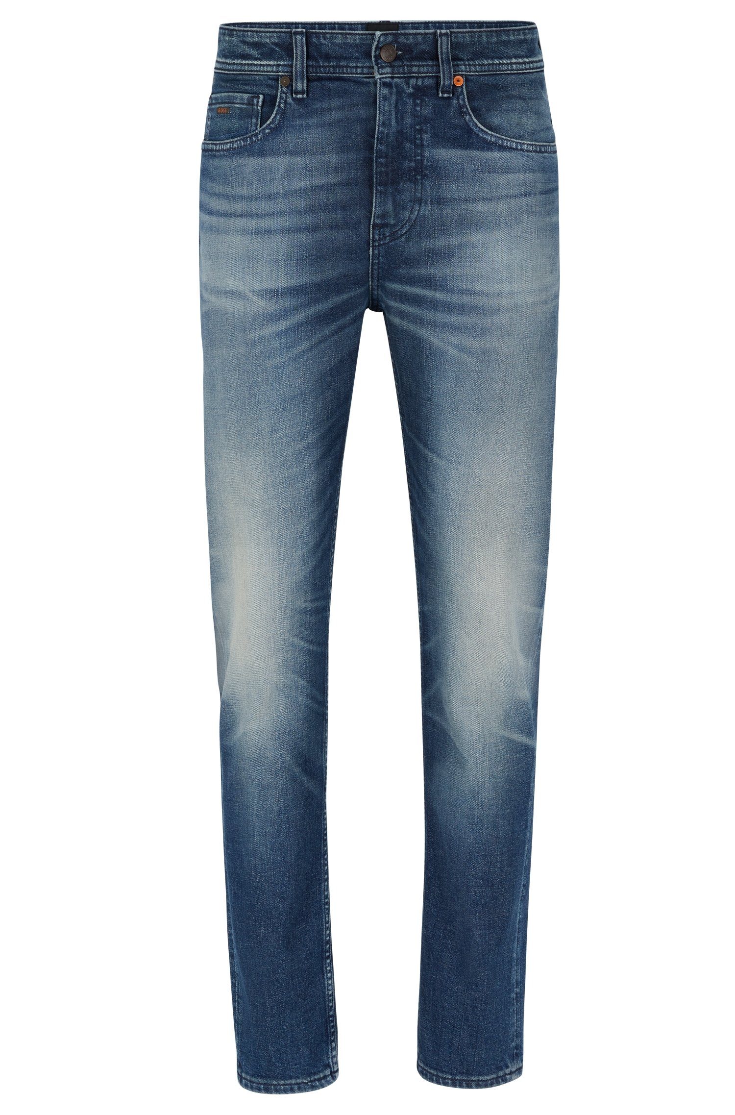 BOSS ORANGE 5-Pocket-Jeans Blaue Tapered-Fit Jeans