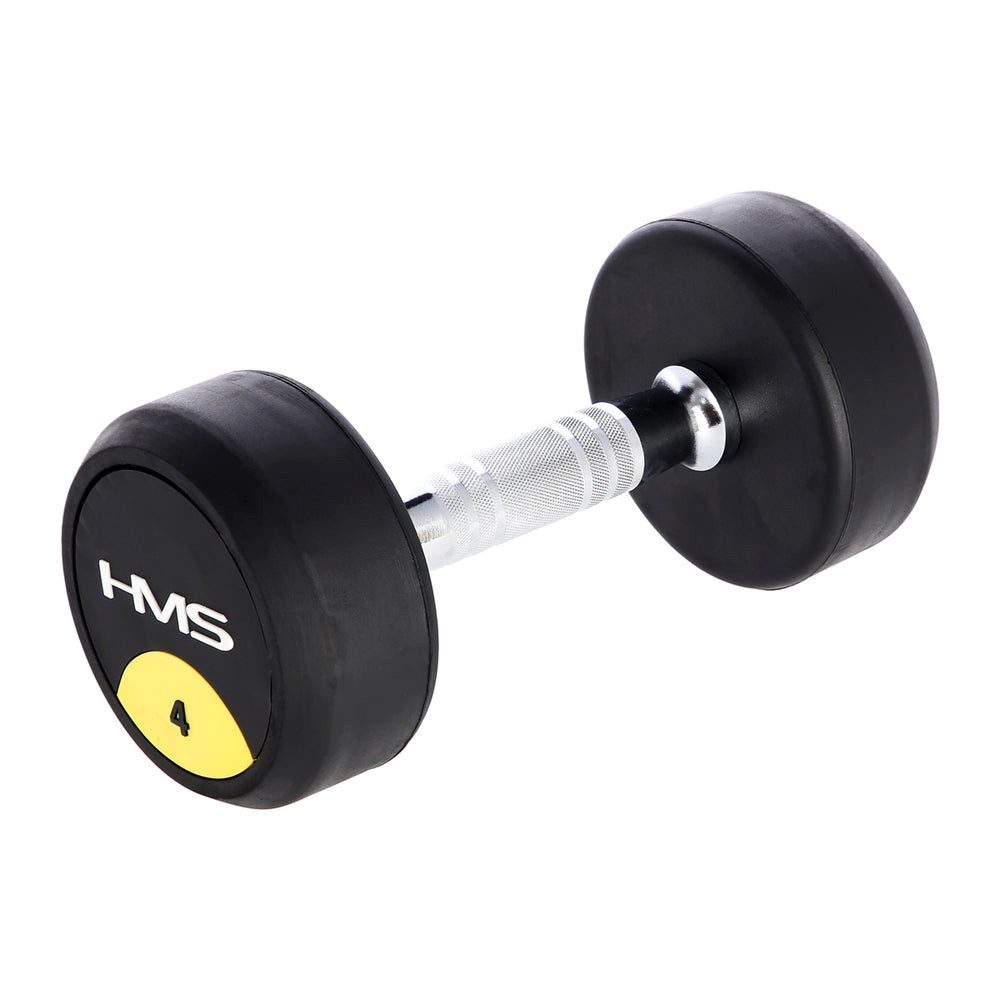 HMS Hantel Rundhantel Gummihantel Krafttraining, (Spar-Set, 4 kg robust), gerändelter Griff, Chromstahl, bodenschonend