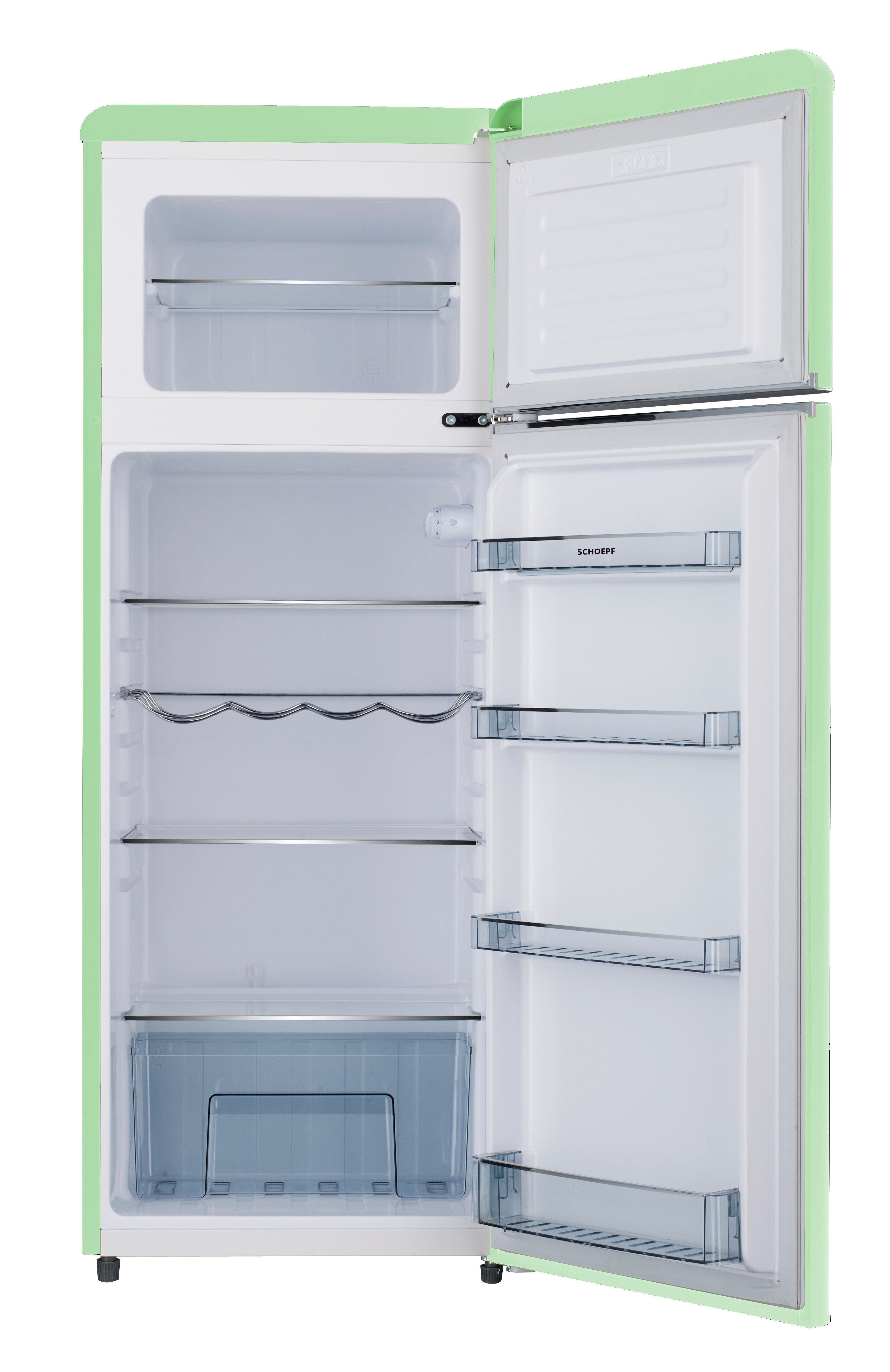 SCHOEPF Kühl-/Gefrierkombination RKG218SG, 145.60 cm hoch, 54.50 cm breit, LED-Beleuchtung, Retro-Design, 211 Liter Nutzinhalt
