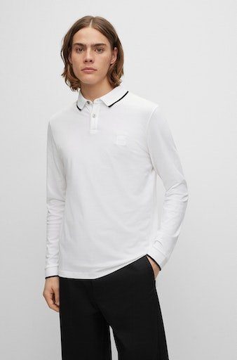 Online-Shopping zu Schnäppchenpreisen BOSS ORANGE Poloshirt Passertiplong white in Baumwollqualität feiner