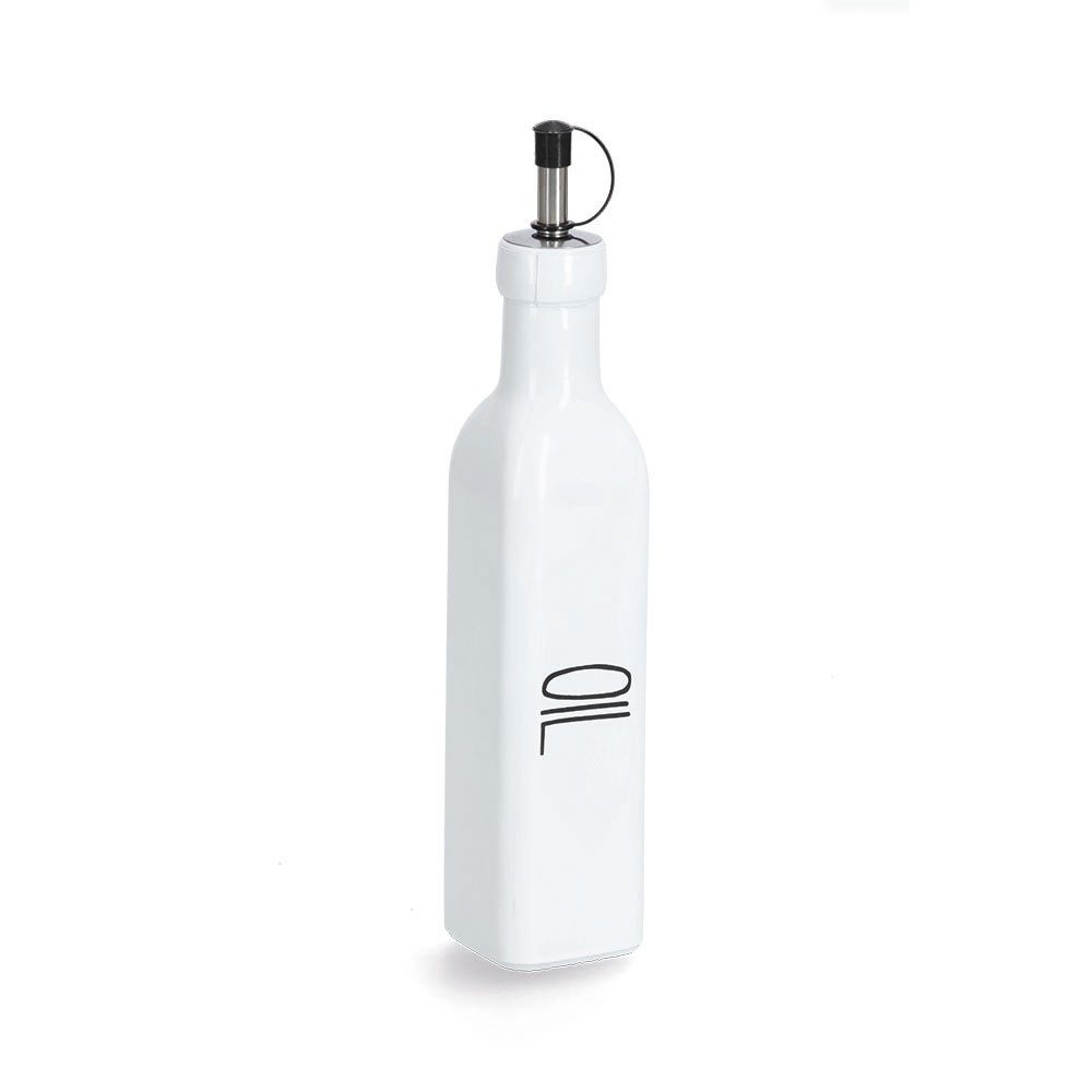 Zeller Present Glas Ölflasche 'Oil', Glas / Edelstahl / Silikon, 270 ml, /Metall, weiß