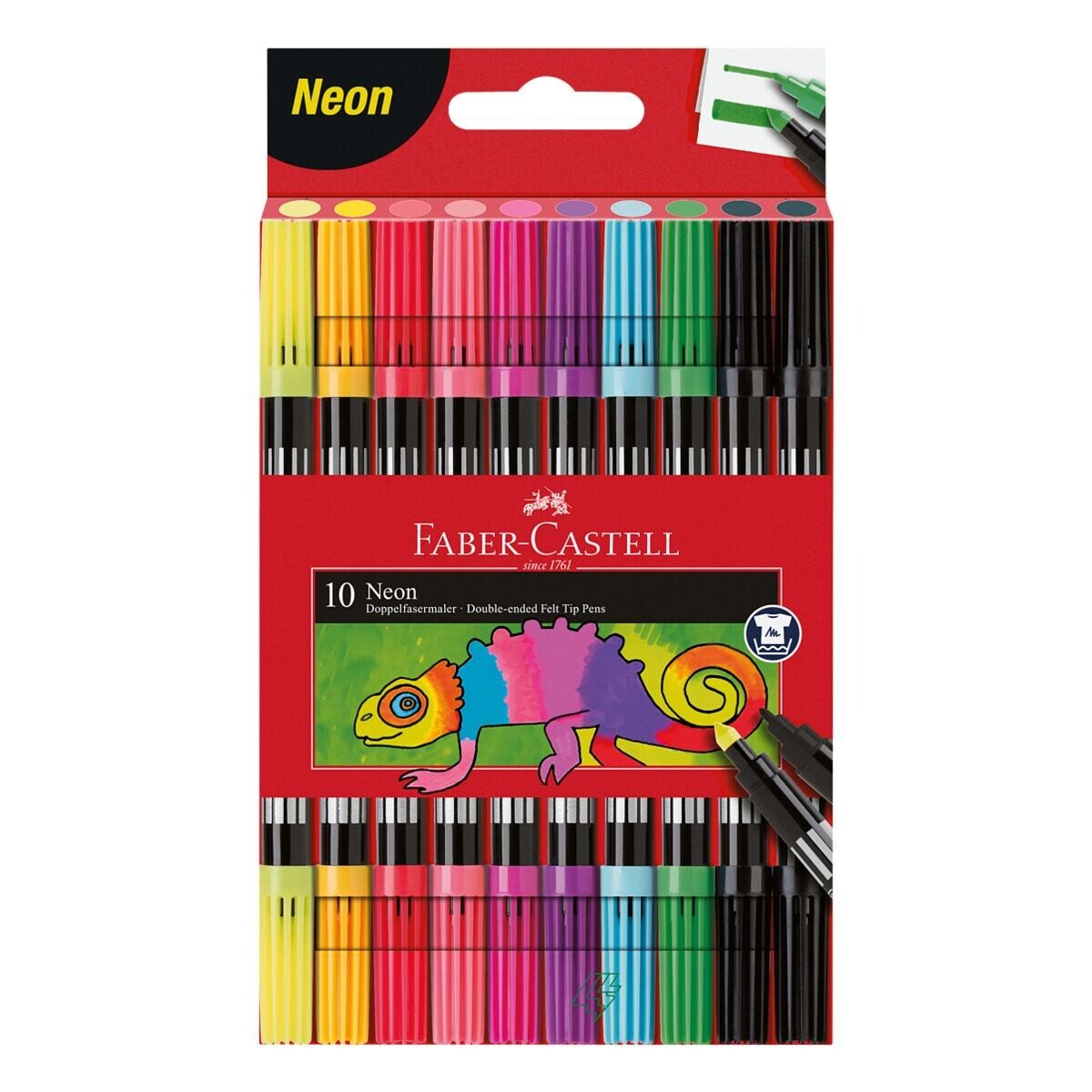 Faber-Castell Filzstift Neon, (10-tlg), 10er Set, Doppelfasermaler